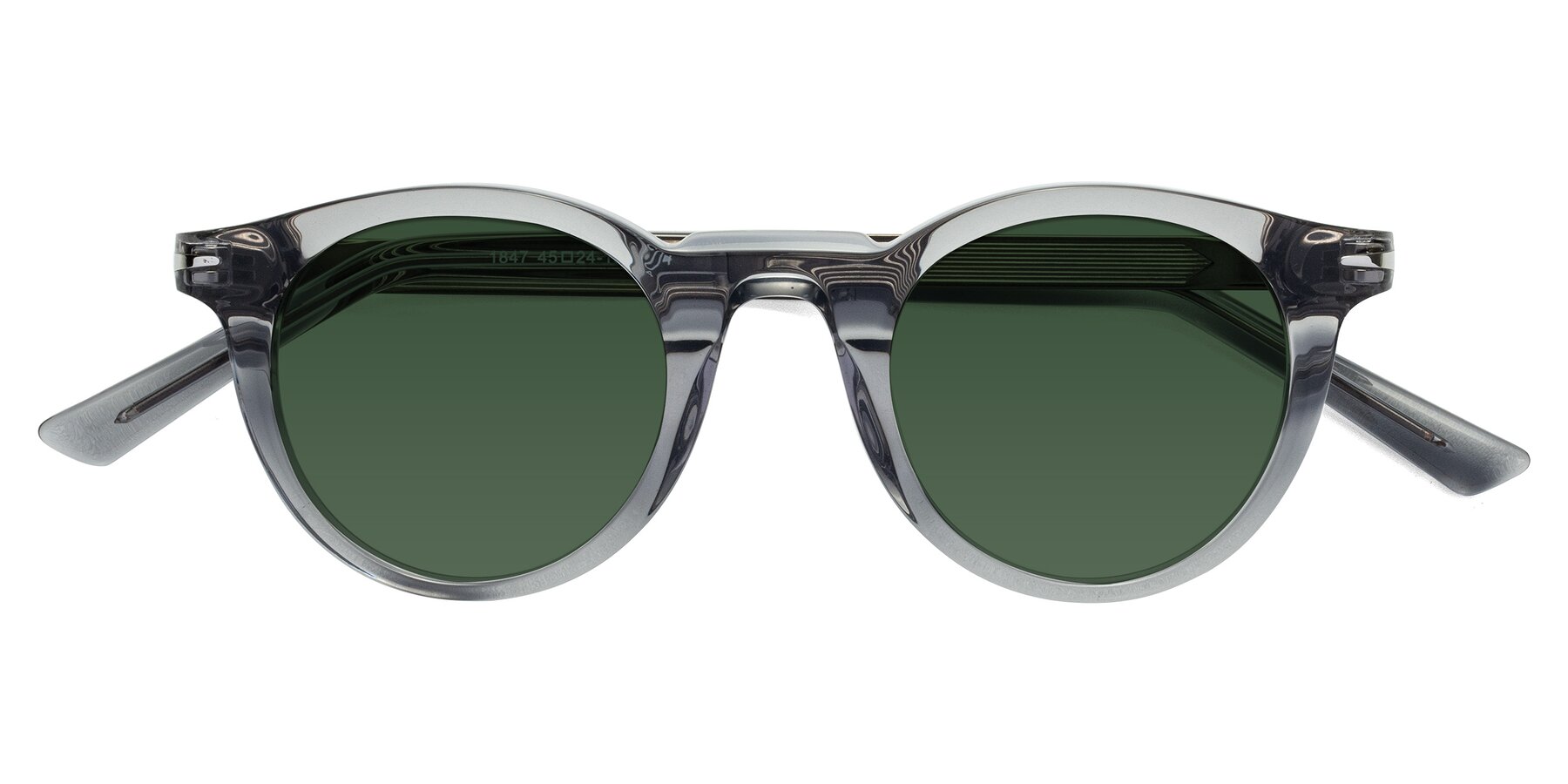 Folded Front of Cycle in Transparent Gray with Green Tinted Lenses