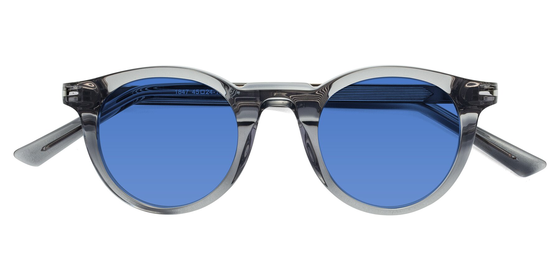 Folded Front of Cycle in Transparent Gray with Blue Tinted Lenses