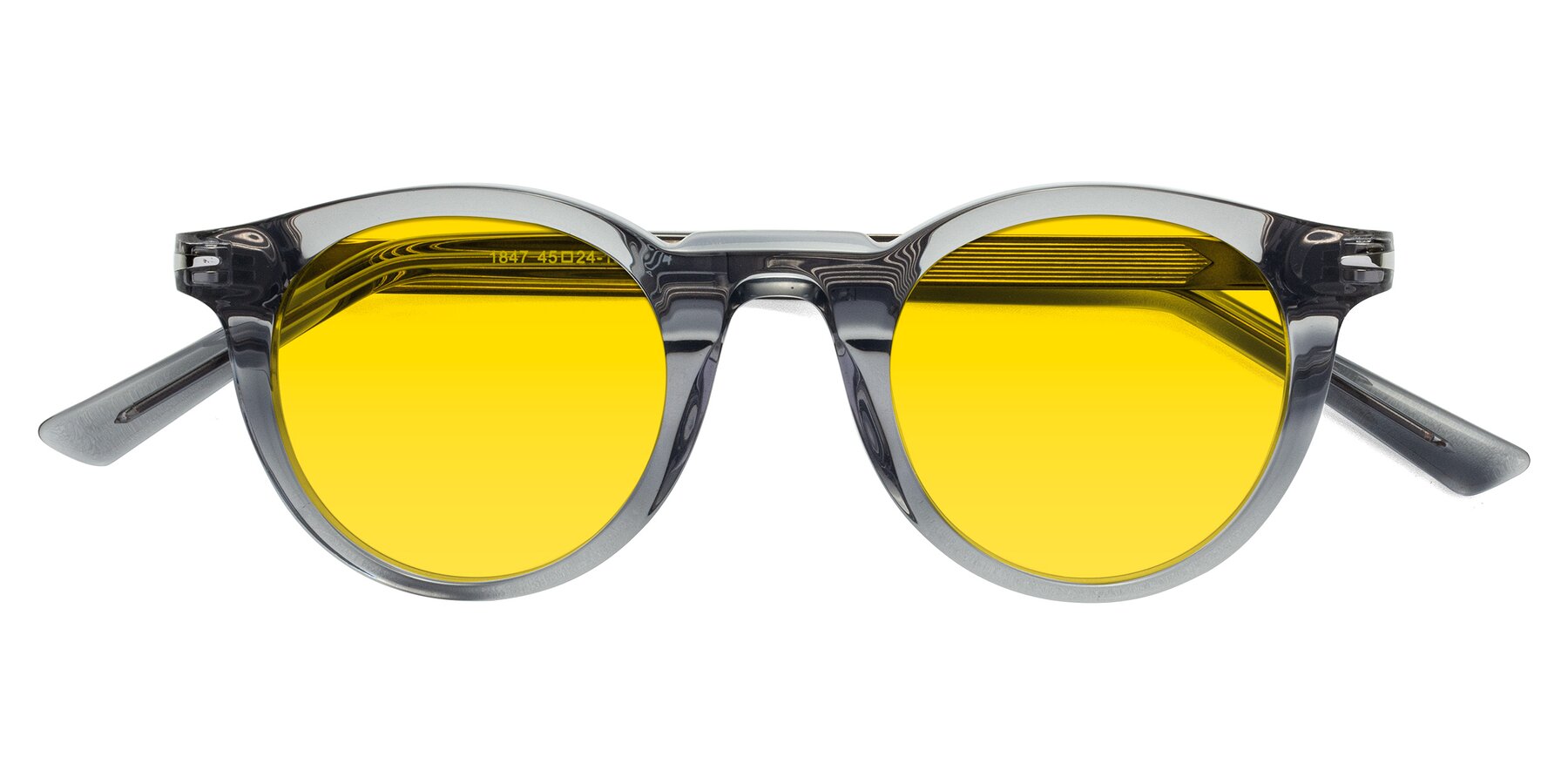 Folded Front of Cycle in Transparent Gray with Yellow Tinted Lenses