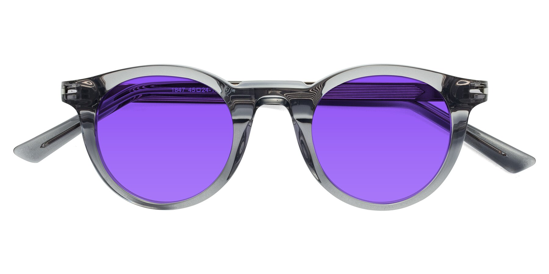 Folded Front of Cycle in Transparent Gray with Purple Tinted Lenses