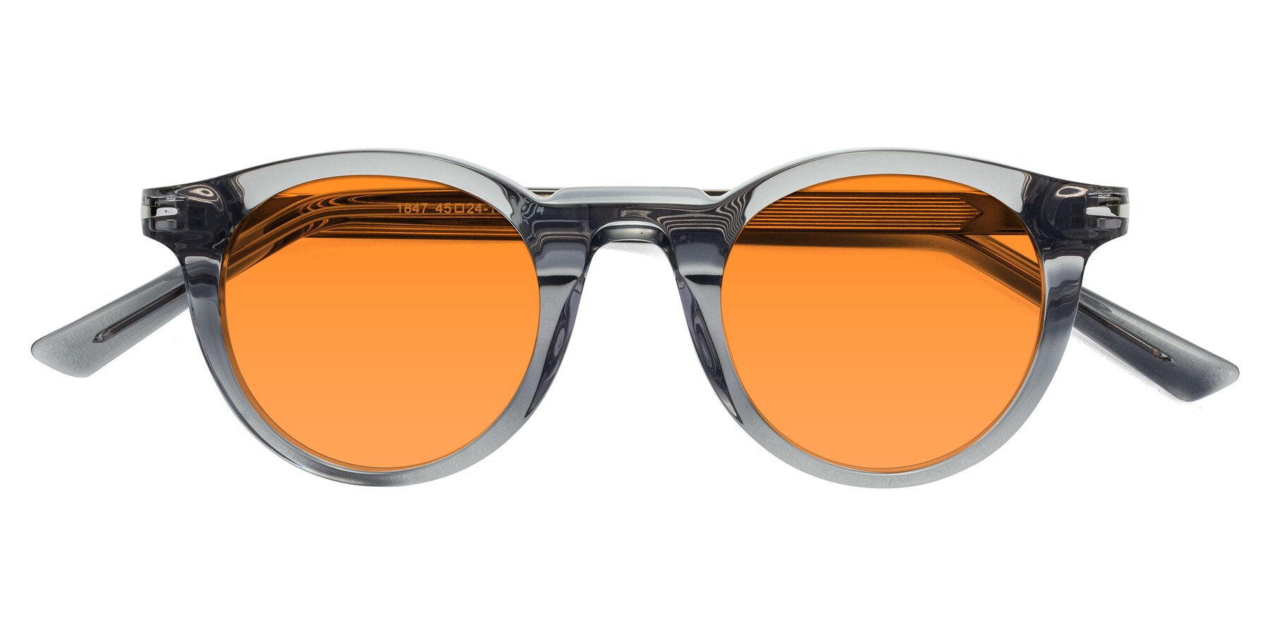 Folded Front of Cycle in Transparent Gray with Orange Tinted Lenses