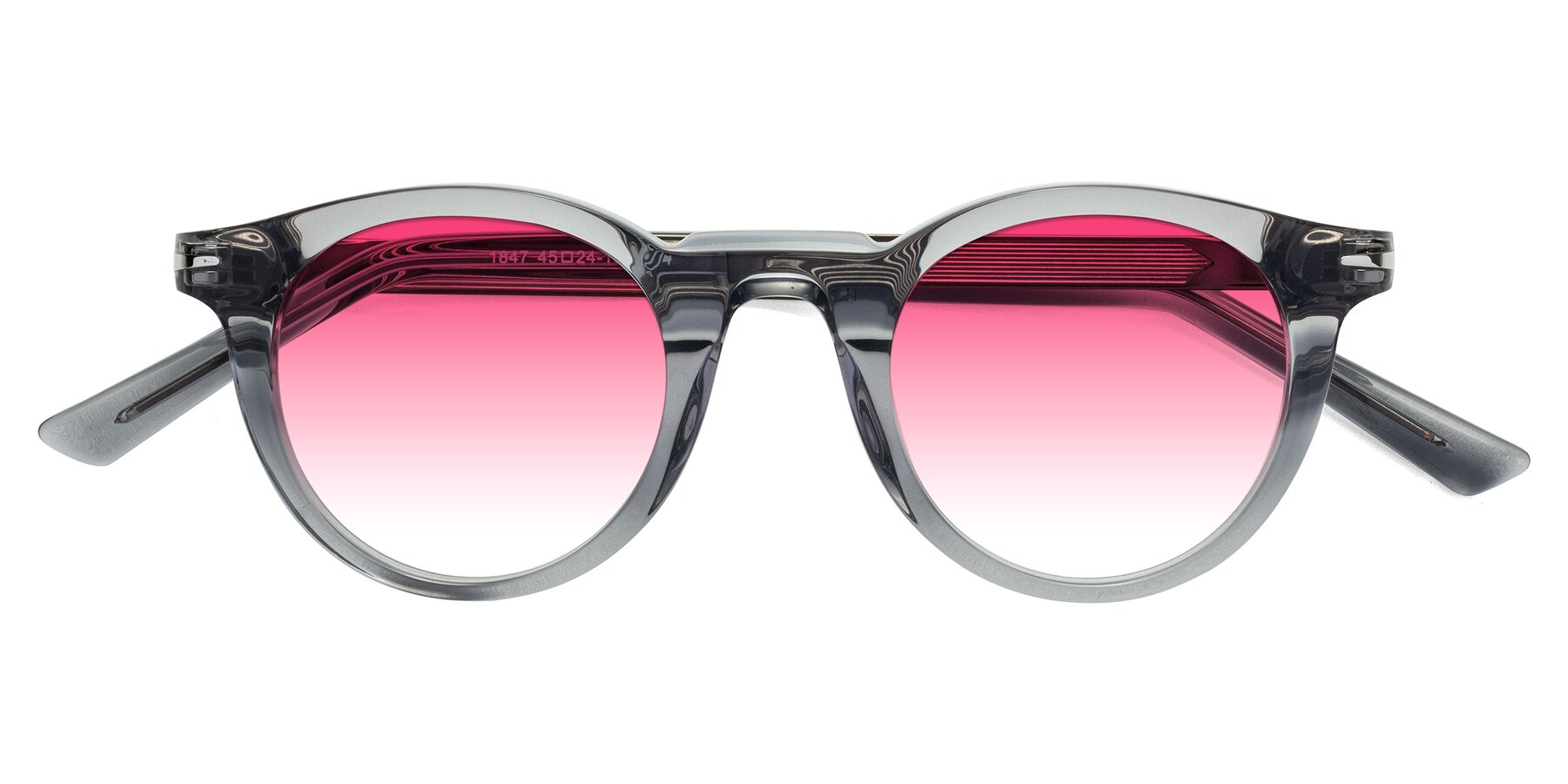 Folded Front of Cycle in Transparent Gray with Pink Gradient Lenses