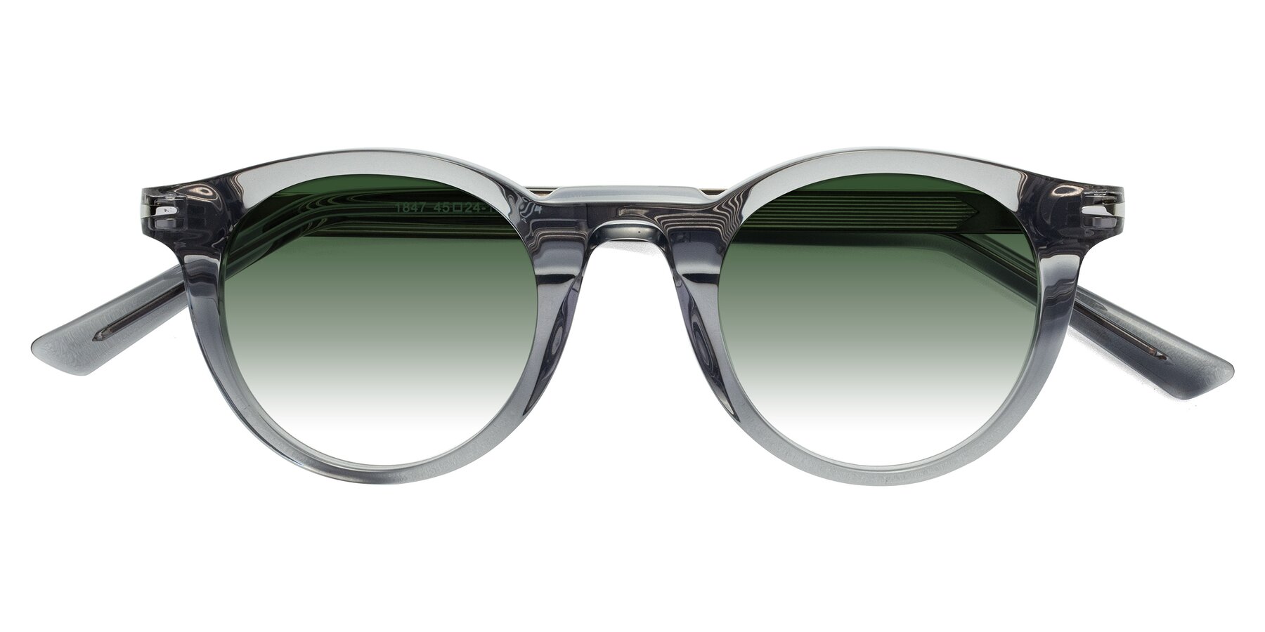 Folded Front of Cycle in Transparent Gray with Green Gradient Lenses