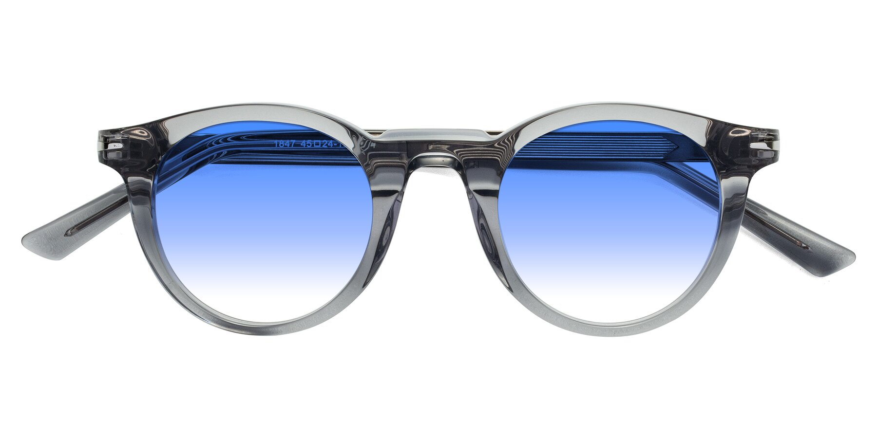 Folded Front of Cycle in Transparent Gray with Blue Gradient Lenses