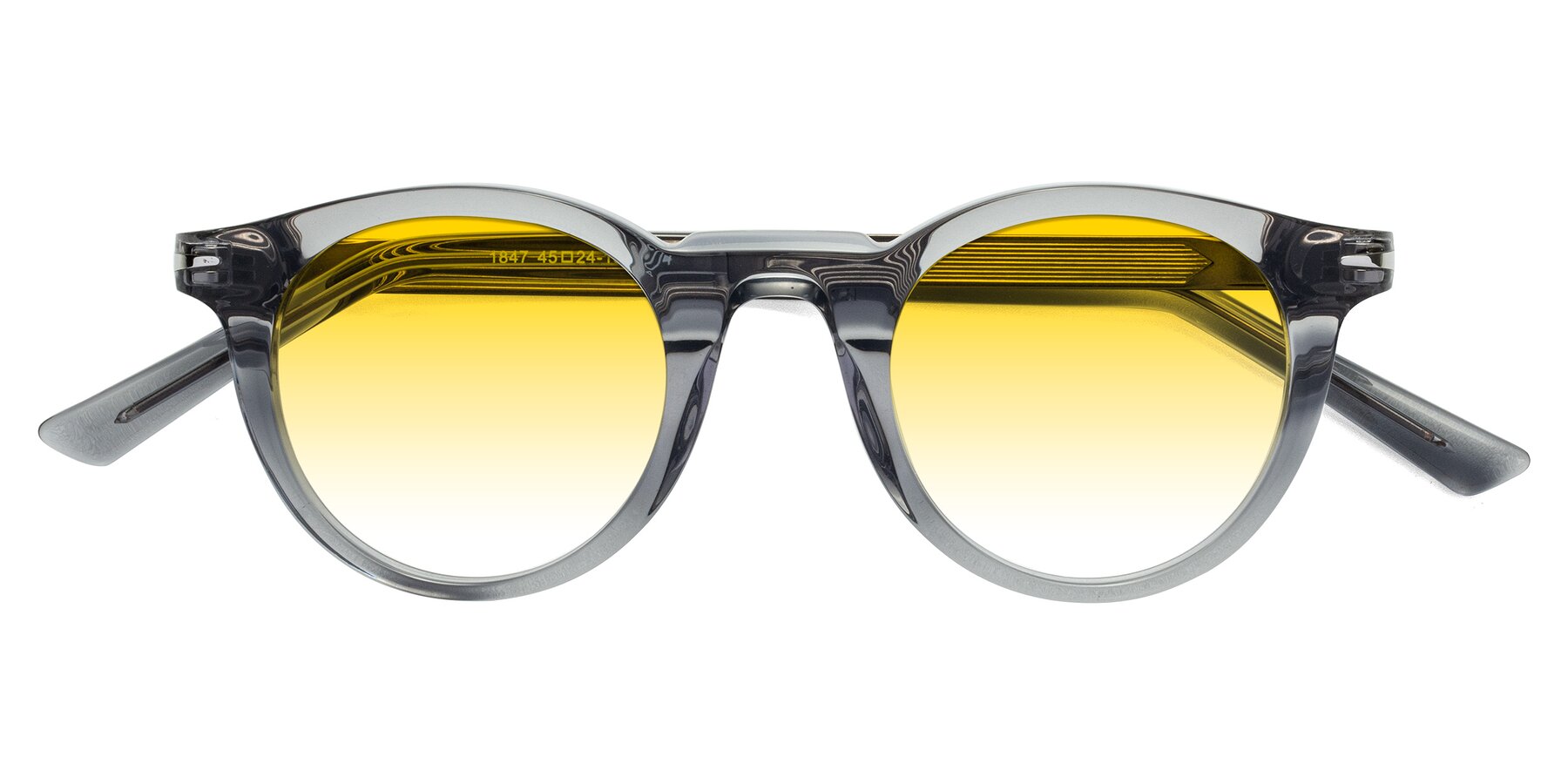 Folded Front of Cycle in Transparent Gray with Yellow Gradient Lenses