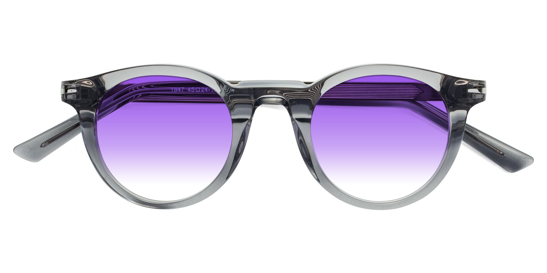 Folded Front of Cycle in Transparent Gray with Purple Gradient Lenses