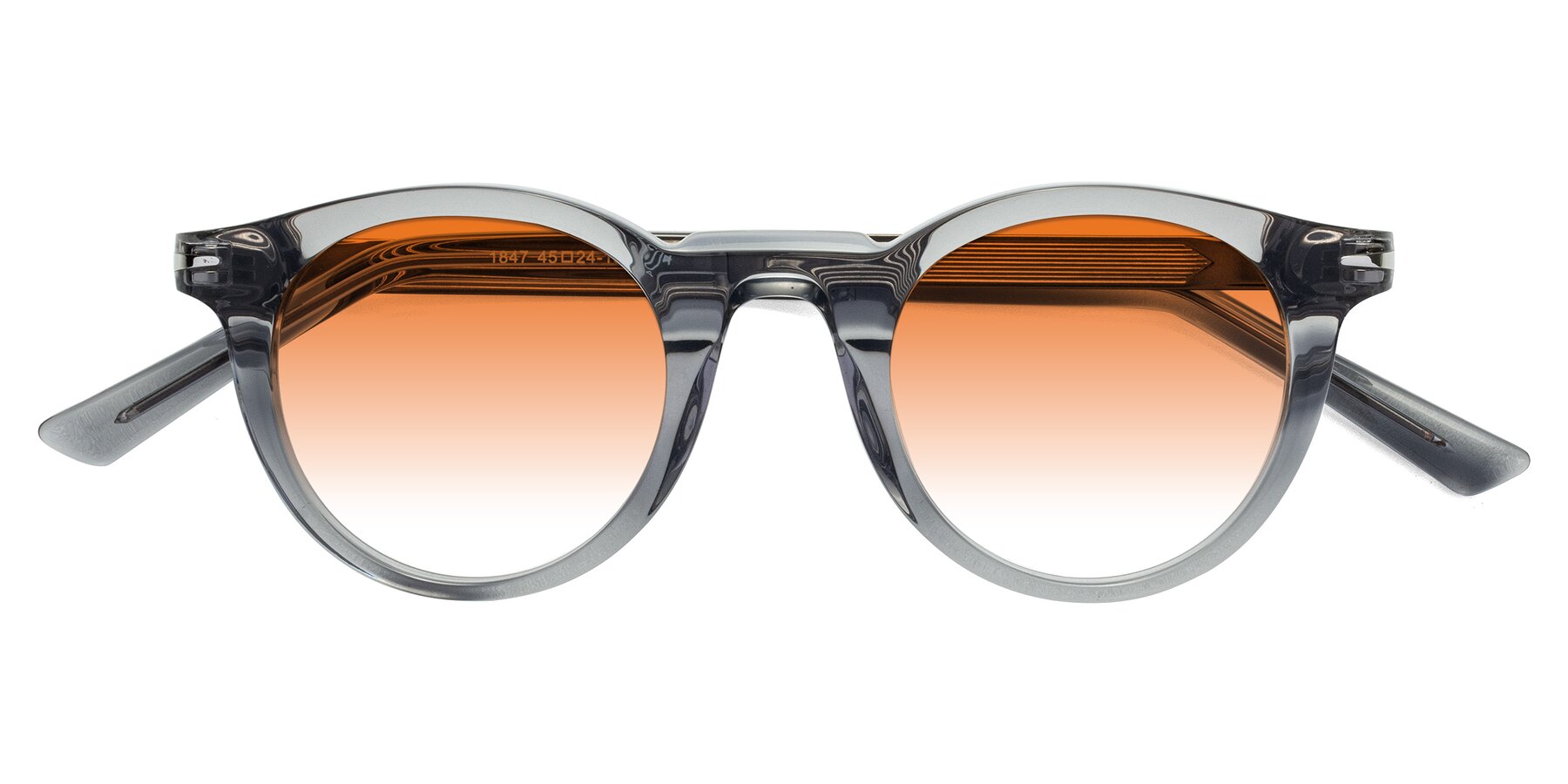 Folded Front of Cycle in Transparent Gray with Orange Gradient Lenses