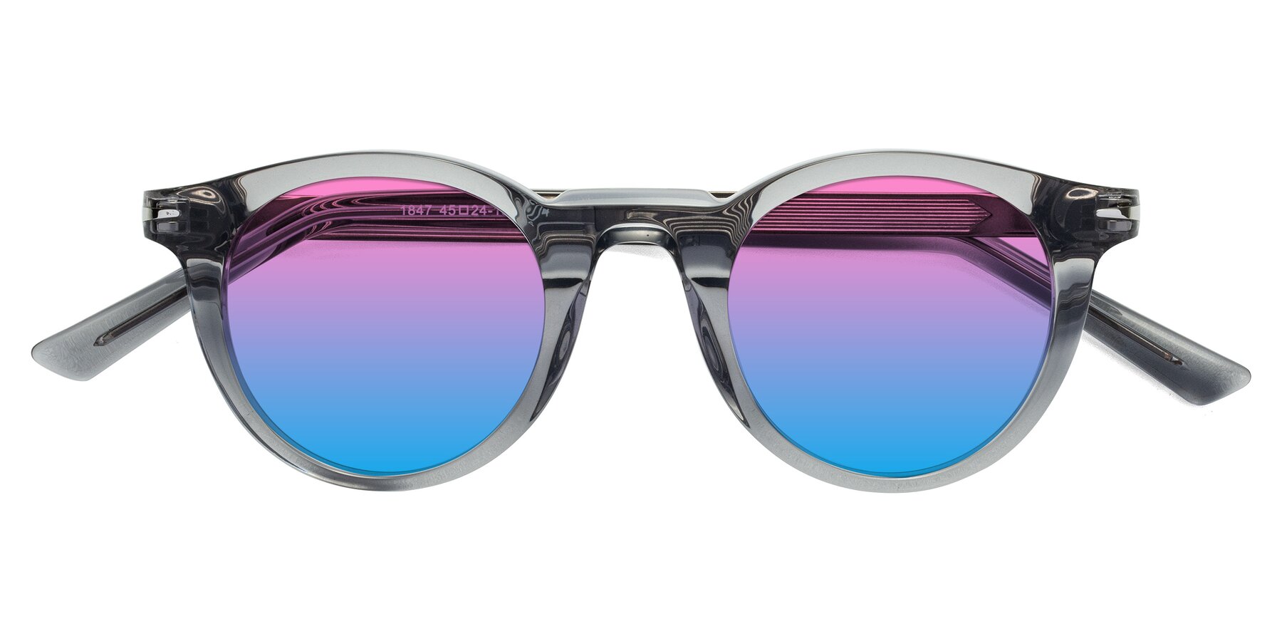 Folded Front of Cycle in Transparent Gray with Pink / Blue Gradient Lenses