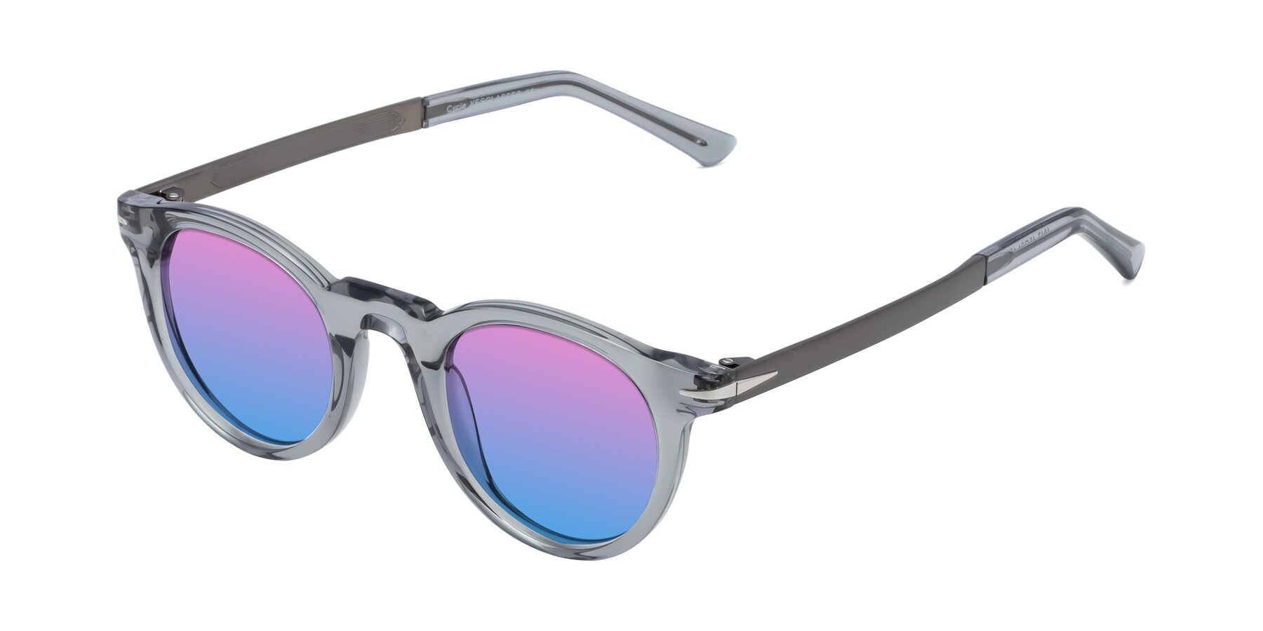 Angle of Cycle in Transparent Gray with Pink / Blue Gradient Lenses