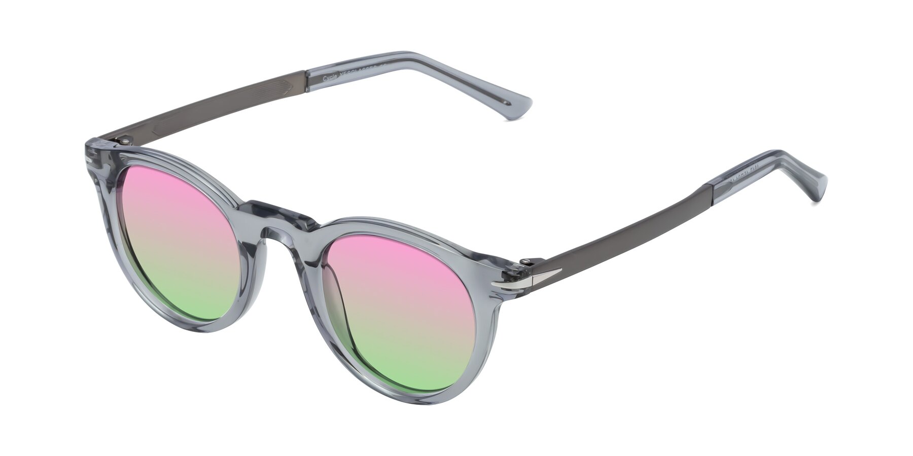 Angle of Cycle in Transparent Gray with Pink / Green Gradient Lenses