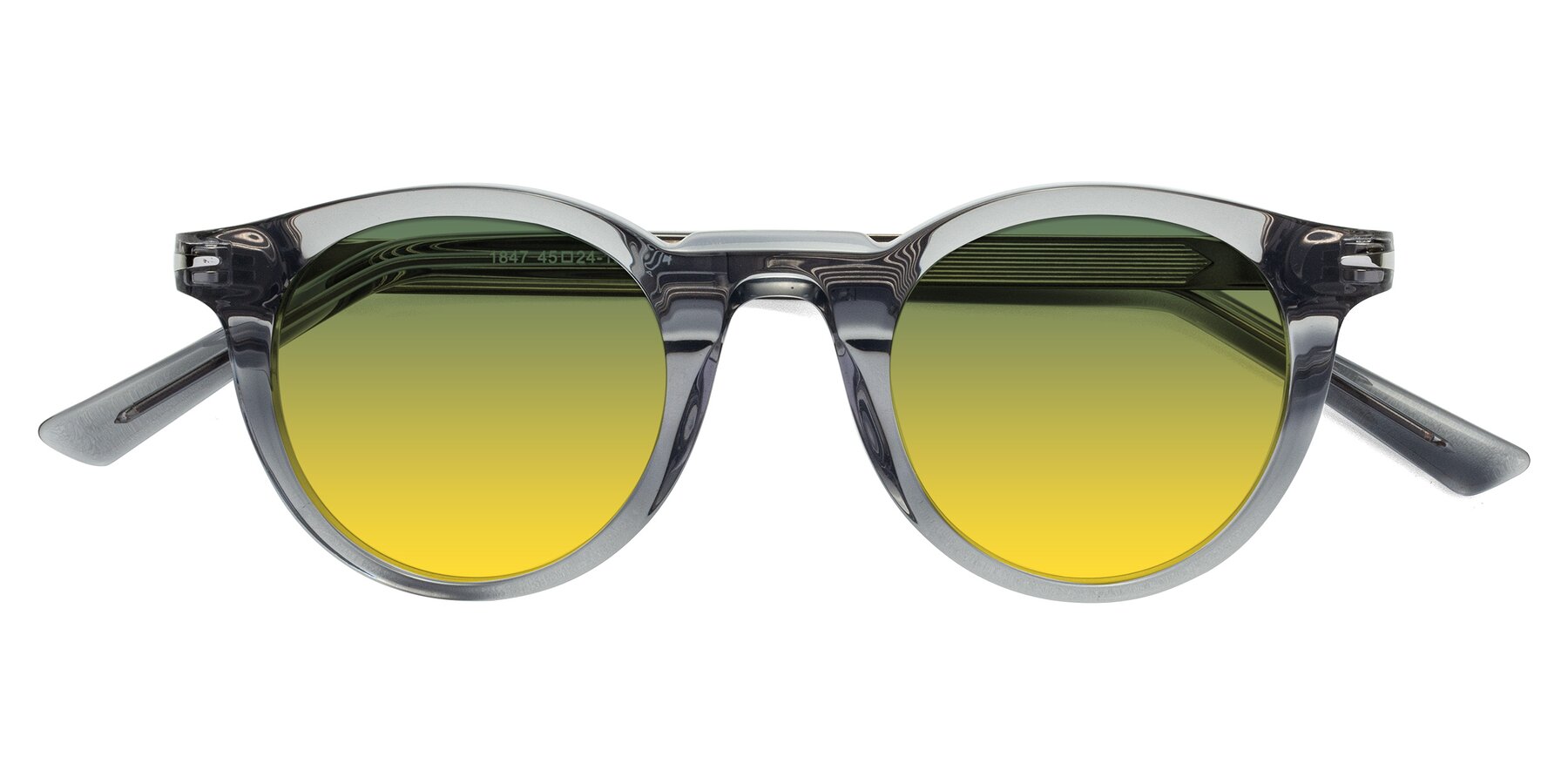 Folded Front of Cycle in Transparent Gray with Green / Yellow Gradient Lenses