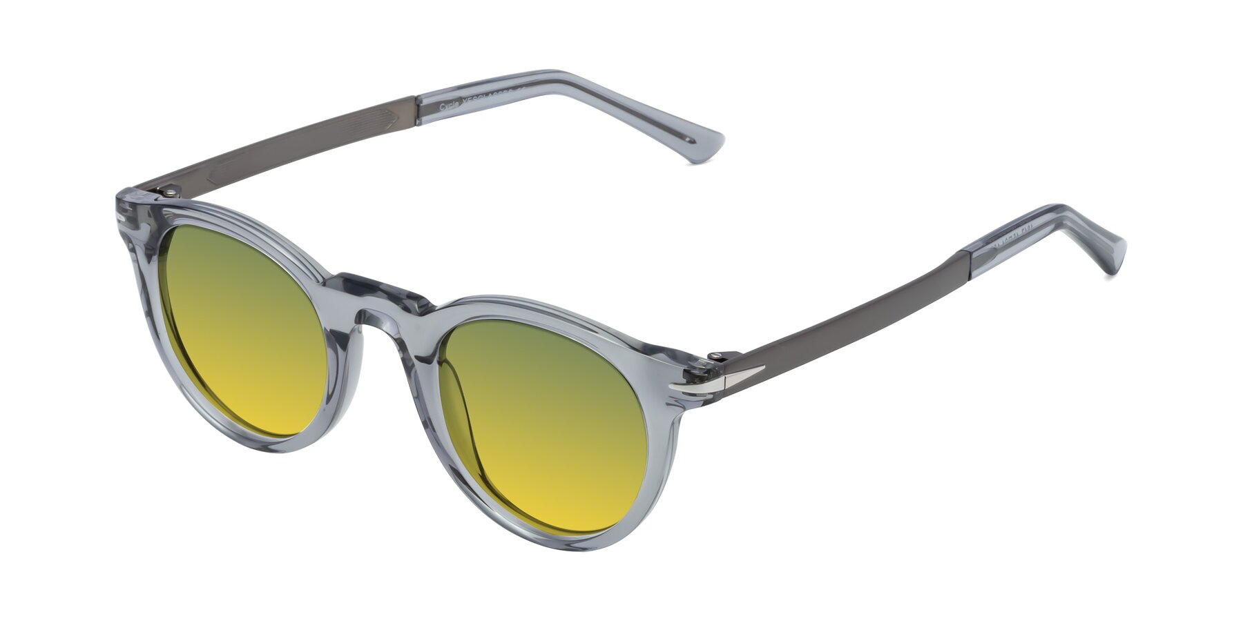 Angle of Cycle in Transparent Gray with Green / Yellow Gradient Lenses