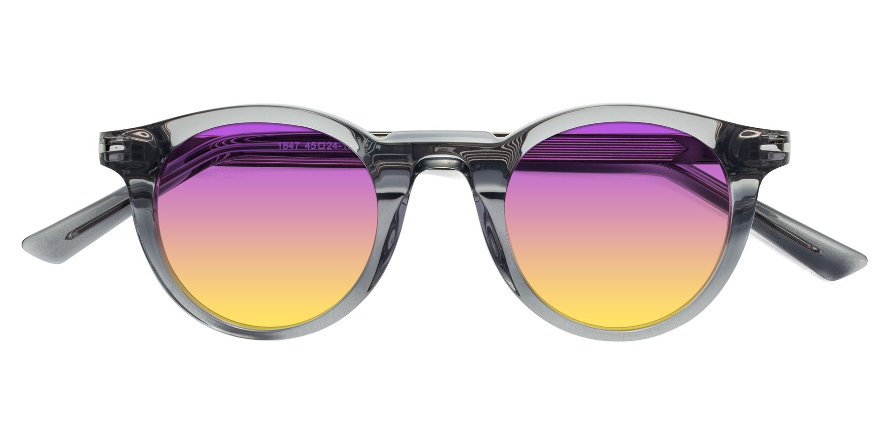 Folded Front of Cycle in Transparent Gray with Purple / Yellow Gradient Lenses