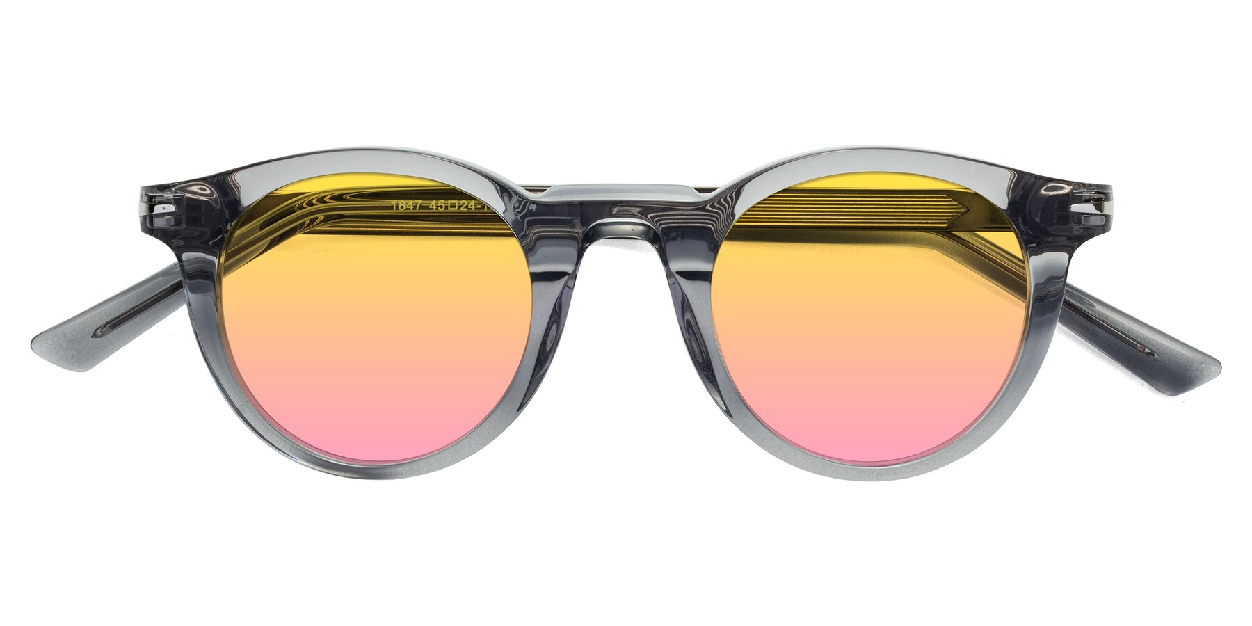 Folded Front of Cycle in Transparent Gray with Yellow / Pink Gradient Lenses