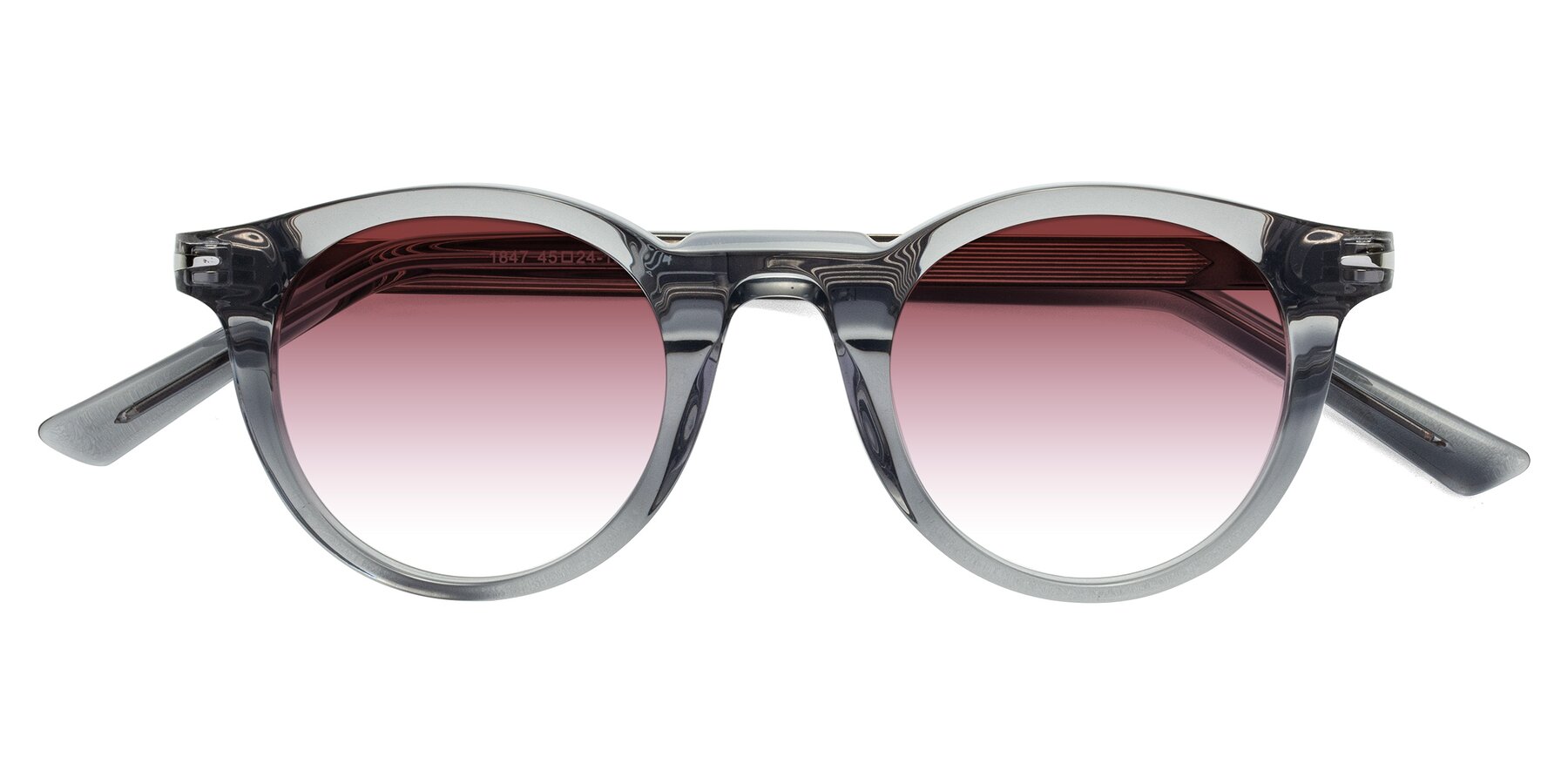 Folded Front of Cycle in Transparent Gray with Garnet Gradient Lenses