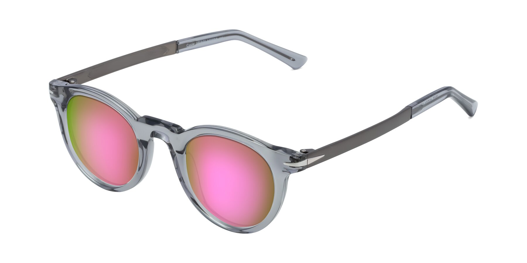 Angle of Cycle in Transparent Gray with Pink Mirrored Lenses