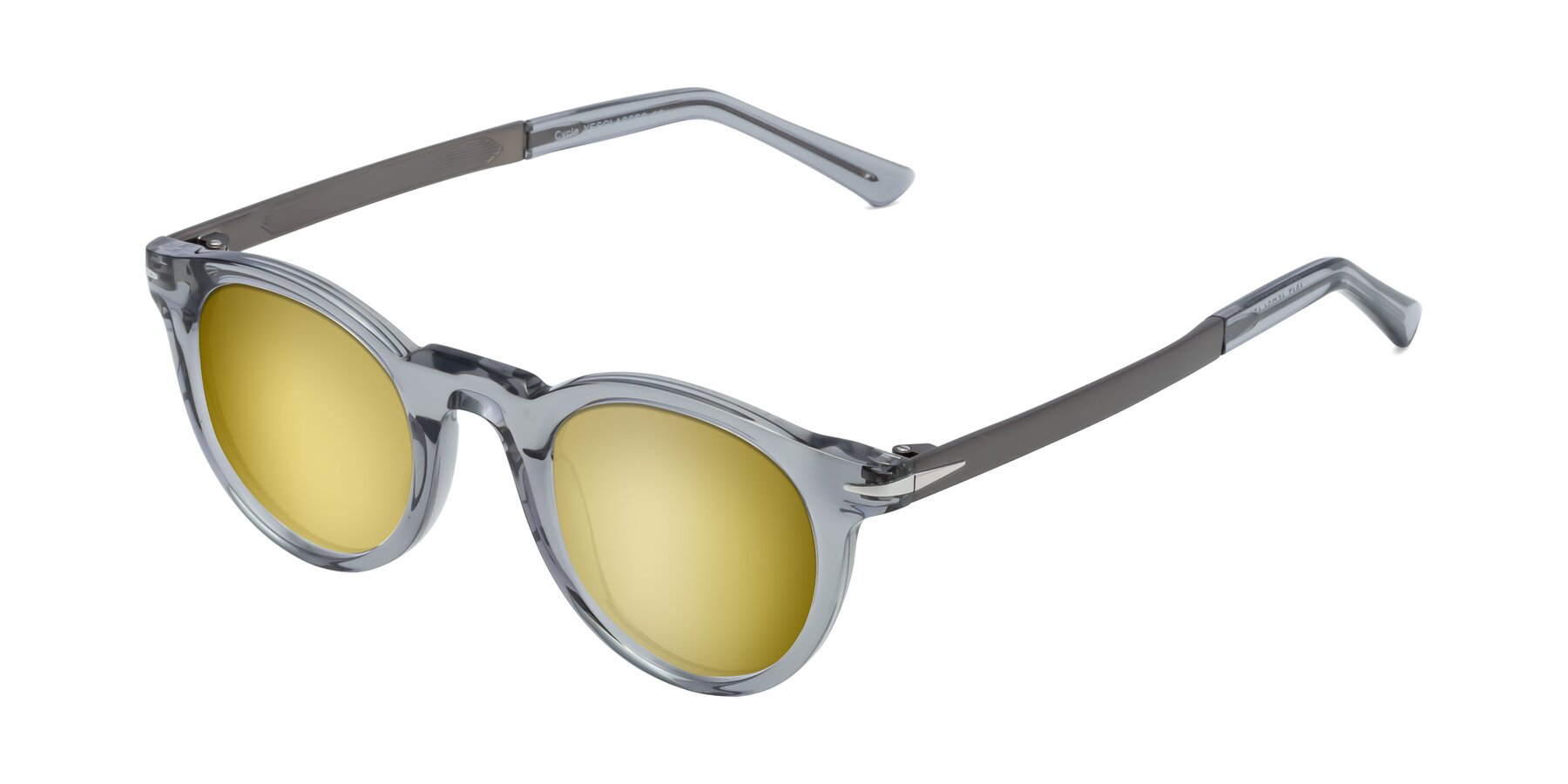 Angle of Cycle in Transparent Gray with Gold Mirrored Lenses