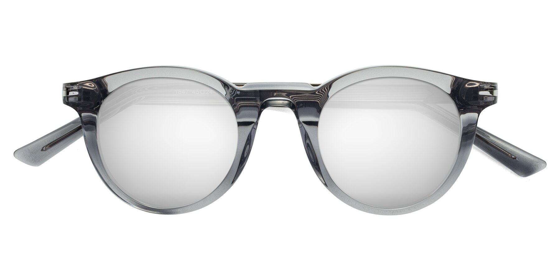 Folded Front of Cycle in Transparent Gray with Silver Mirrored Lenses