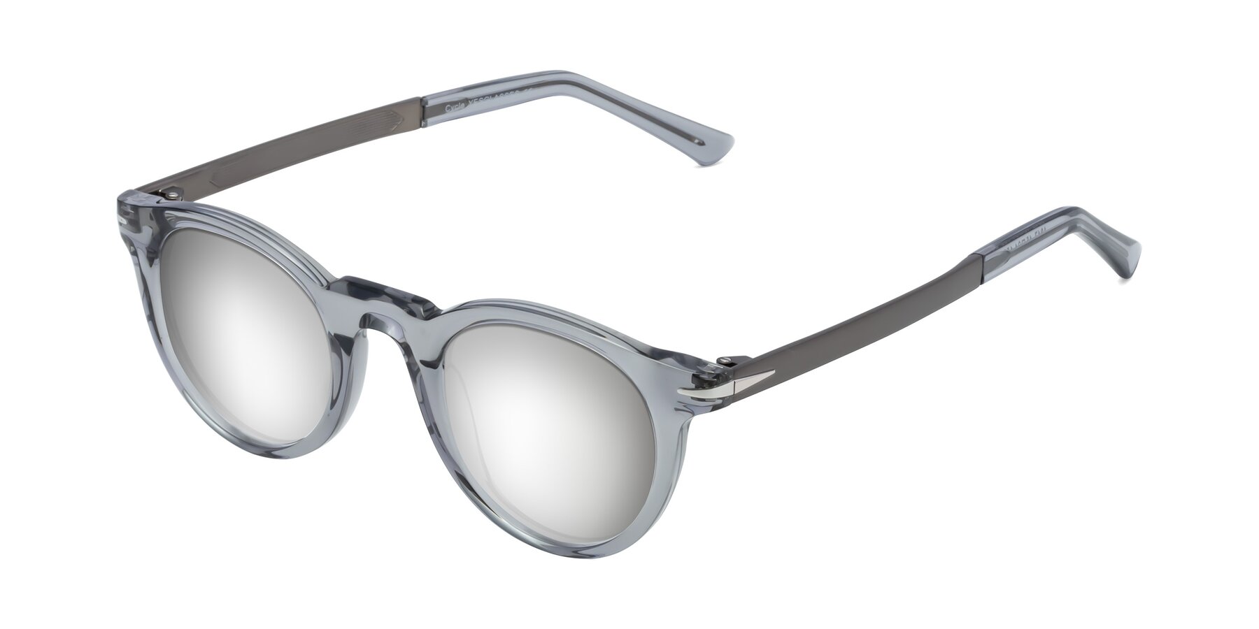 Angle of Cycle in Transparent Gray with Silver Mirrored Lenses