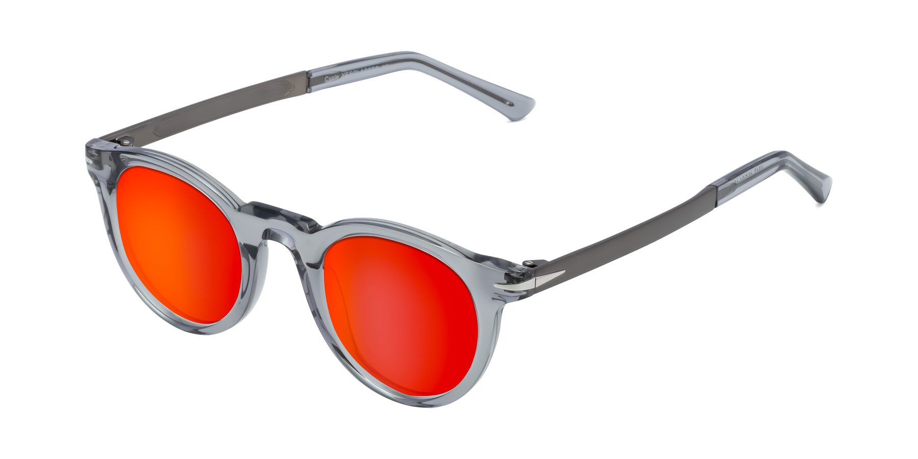 Angle of Cycle in Transparent Gray with Red Gold Mirrored Lenses