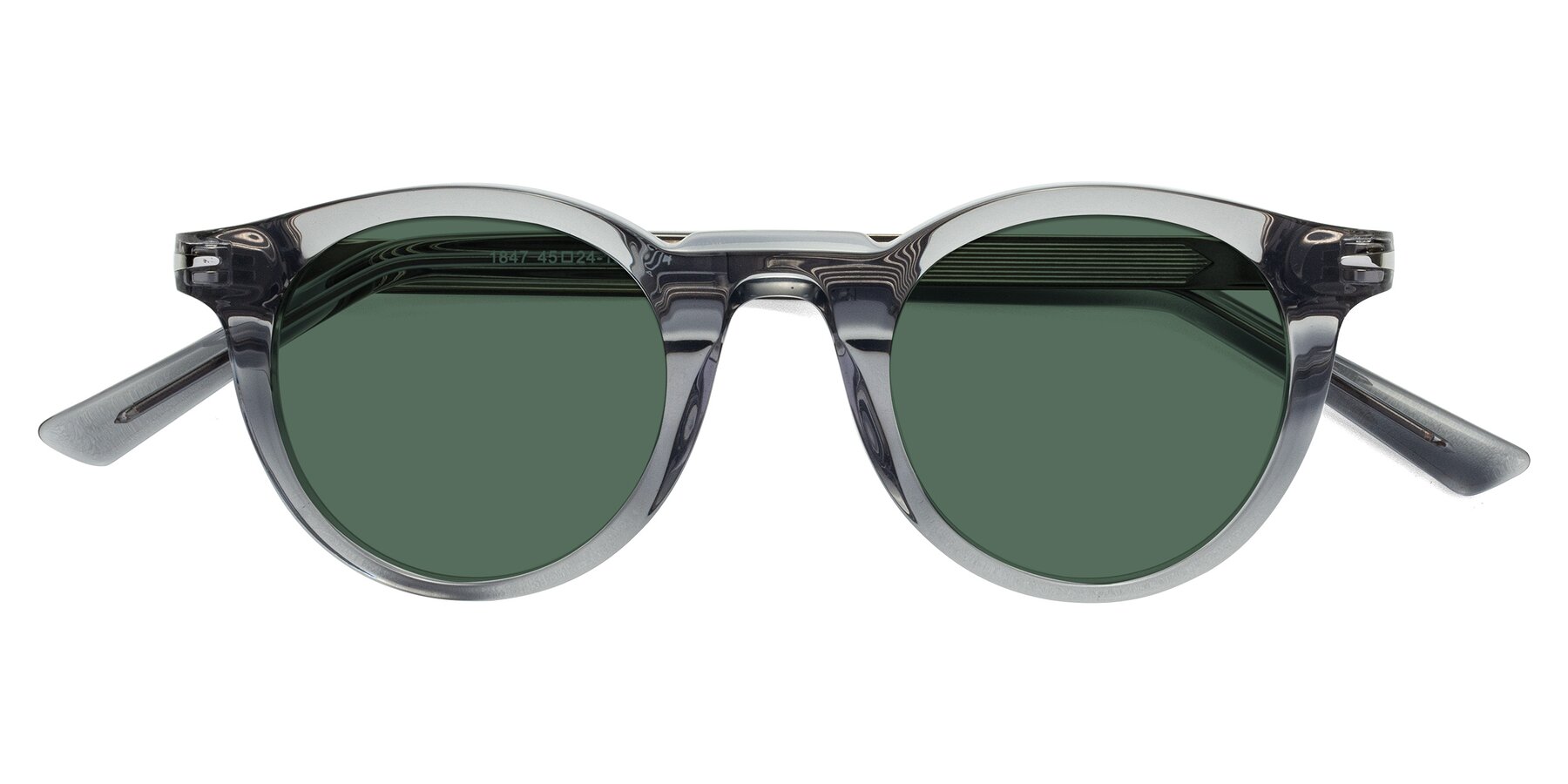 Folded Front of Cycle in Transparent Gray with Green Polarized Lenses