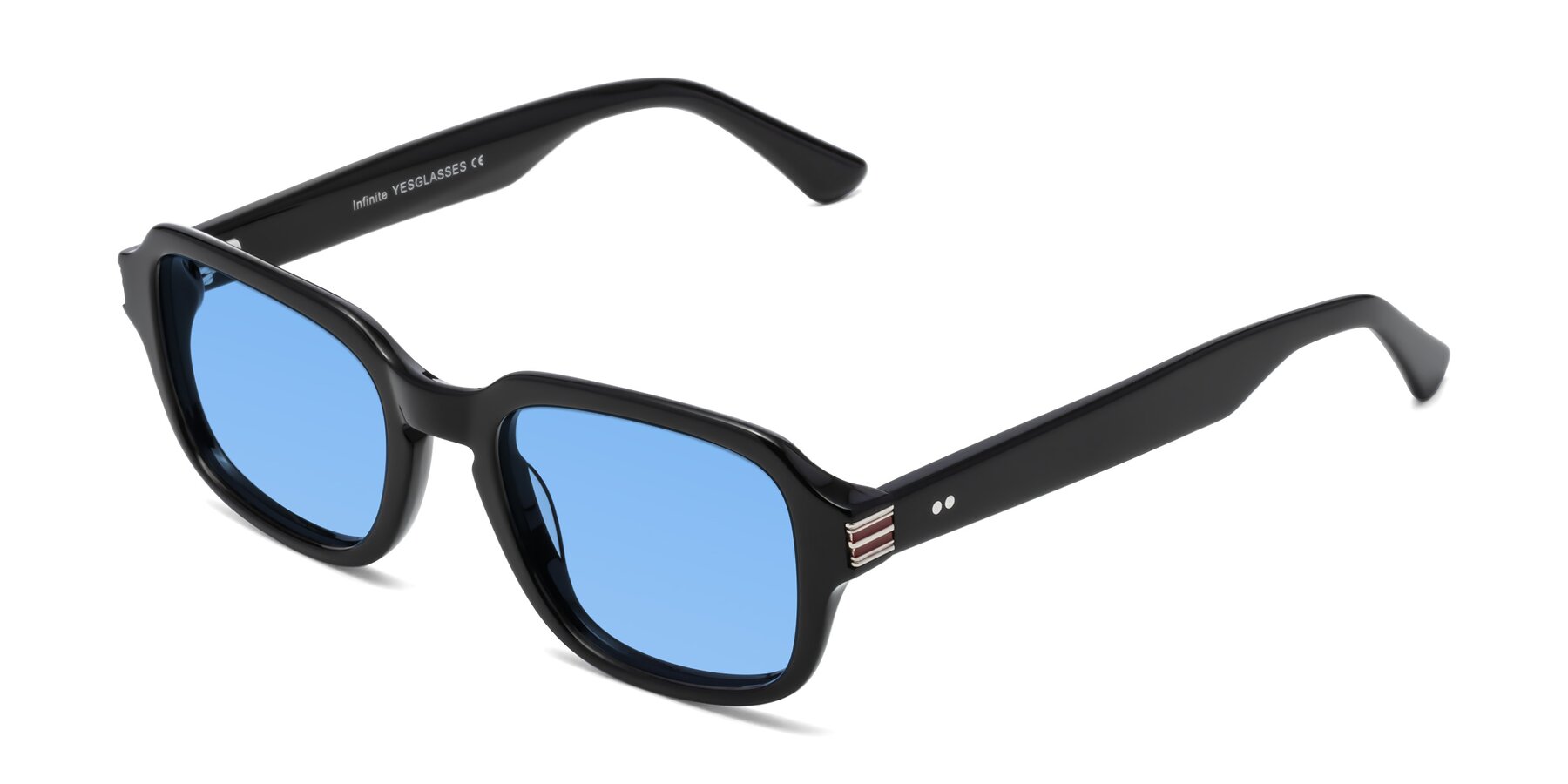 Angle of Infinite in Black with Medium Blue Tinted Lenses