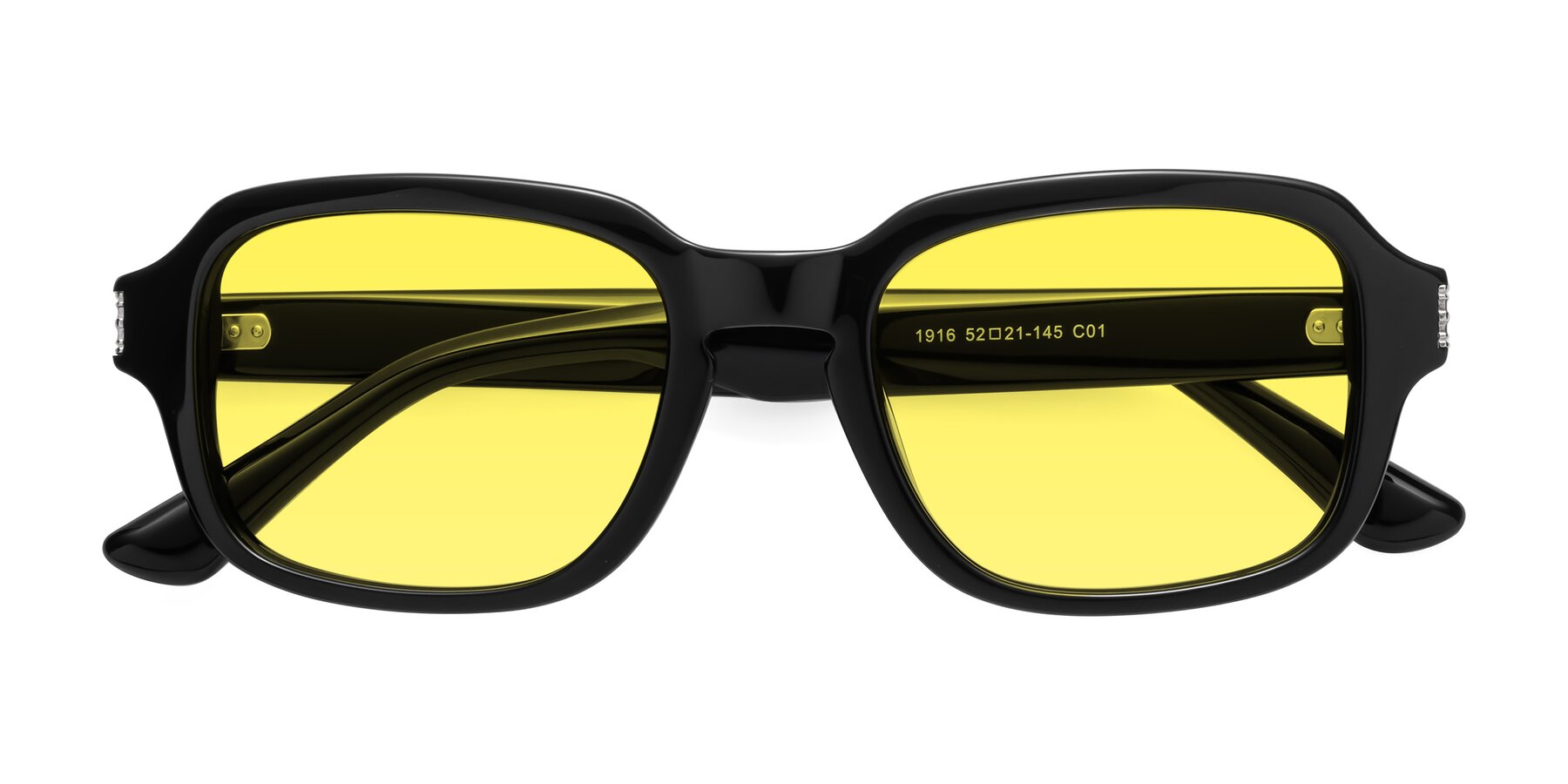 Folded Front of Infinite in Black with Medium Yellow Tinted Lenses