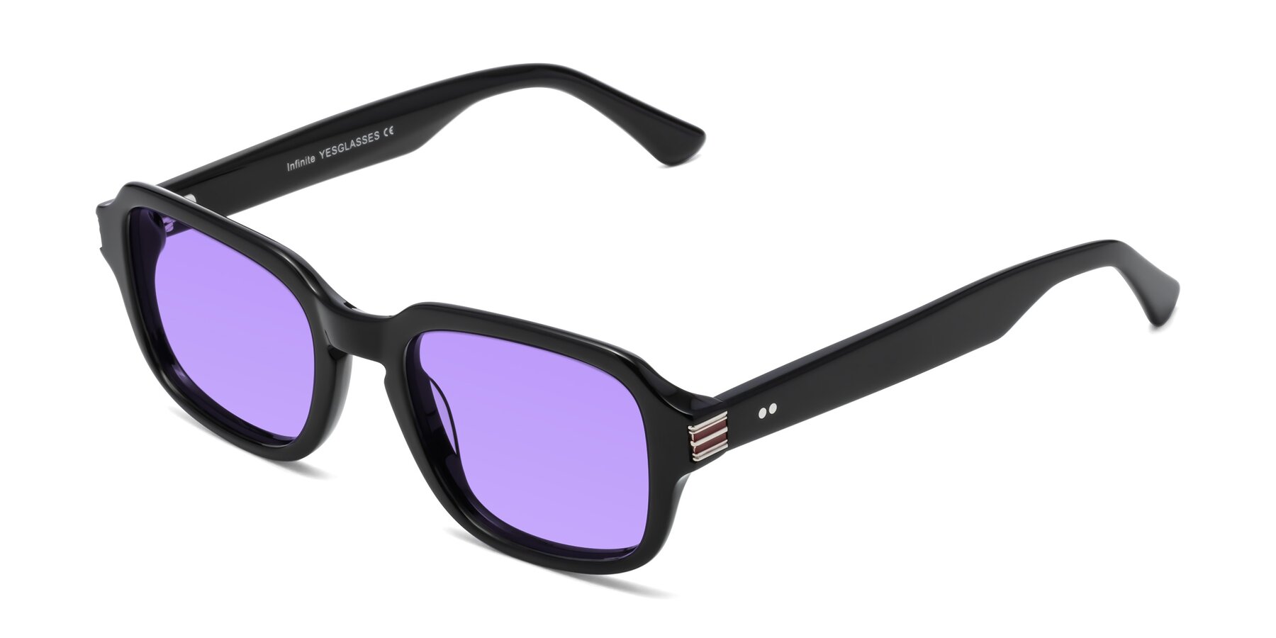 Angle of Infinite in Black with Medium Purple Tinted Lenses