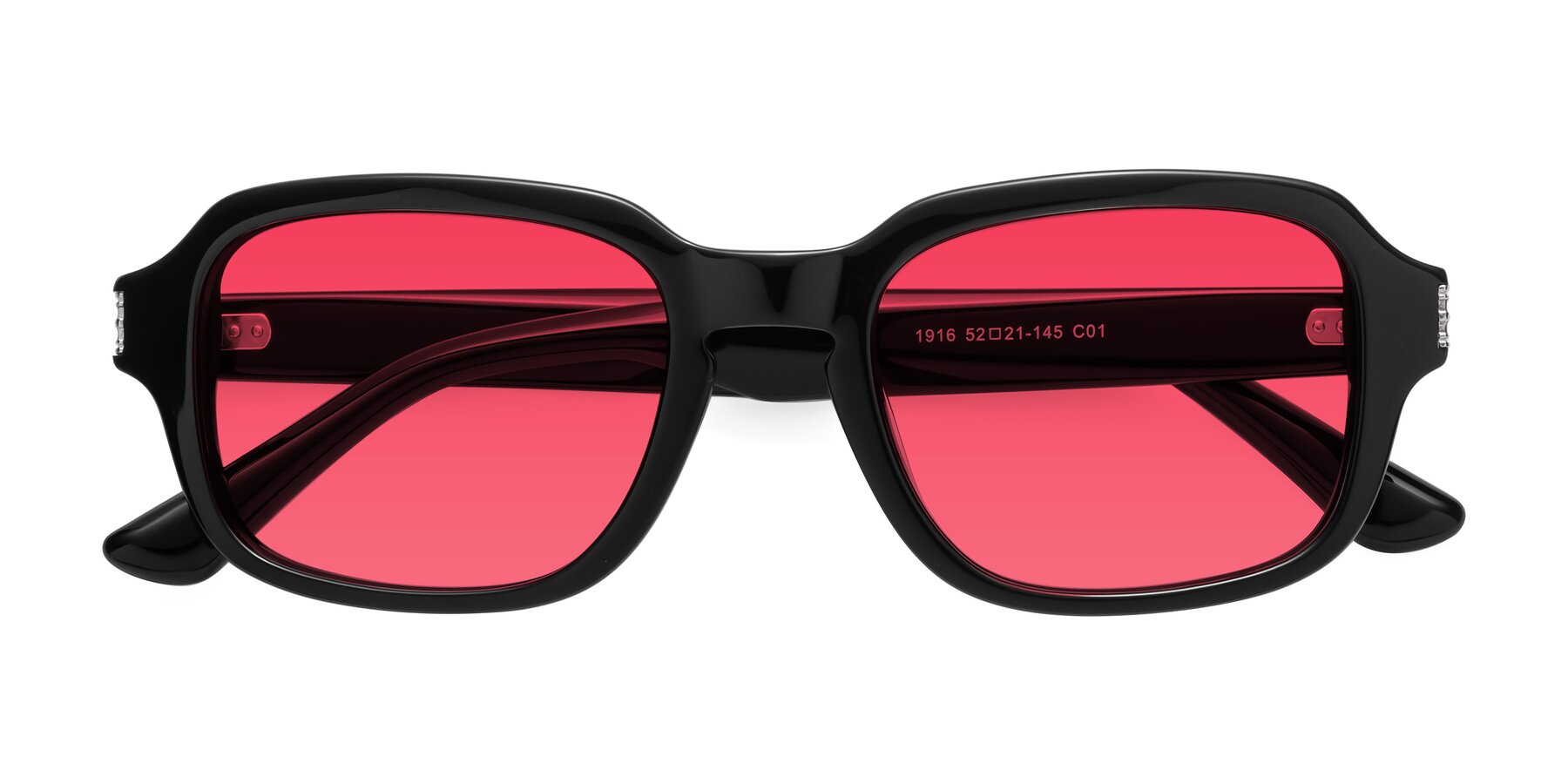 Folded Front of Infinite in Black with Red Tinted Lenses