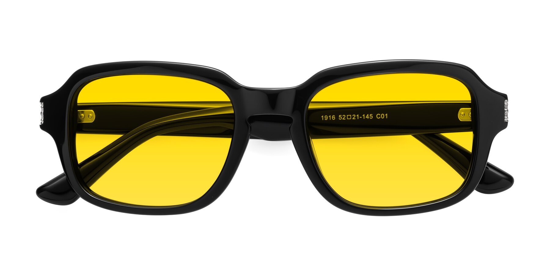 Folded Front of Infinite in Black with Yellow Tinted Lenses
