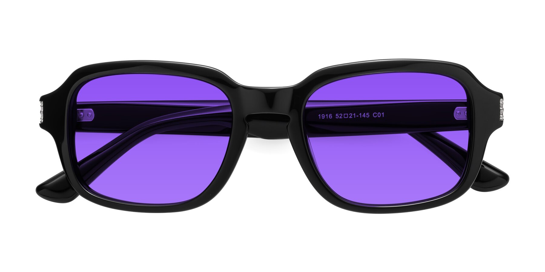 Folded Front of Infinite in Black with Purple Tinted Lenses