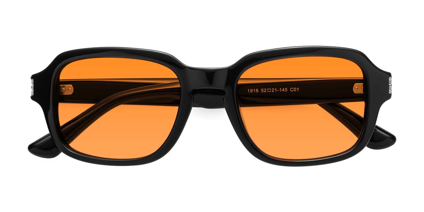 Folded Front of Infinite in Black with Orange Tinted Lenses