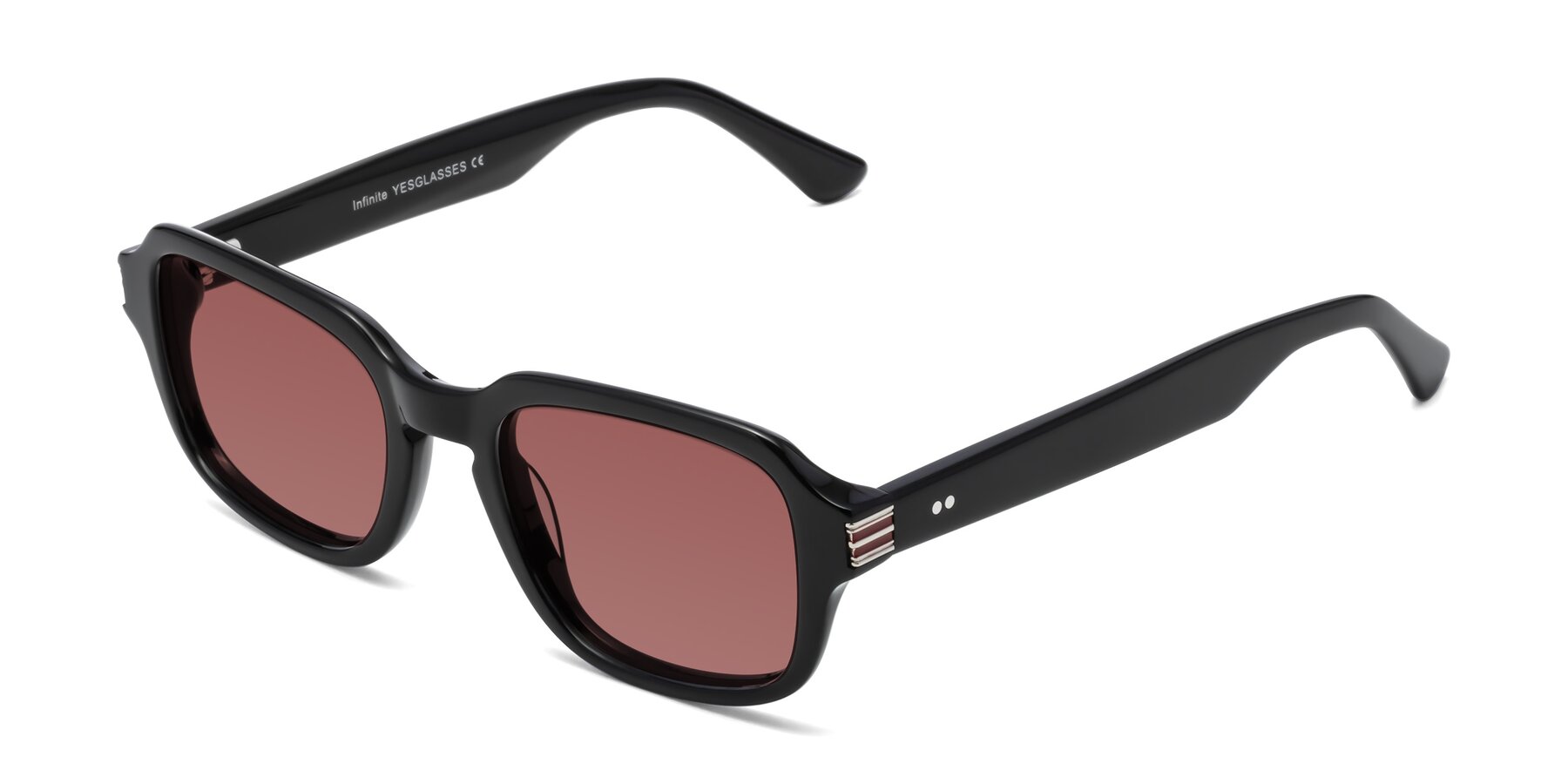 Angle of Infinite in Black with Garnet Tinted Lenses