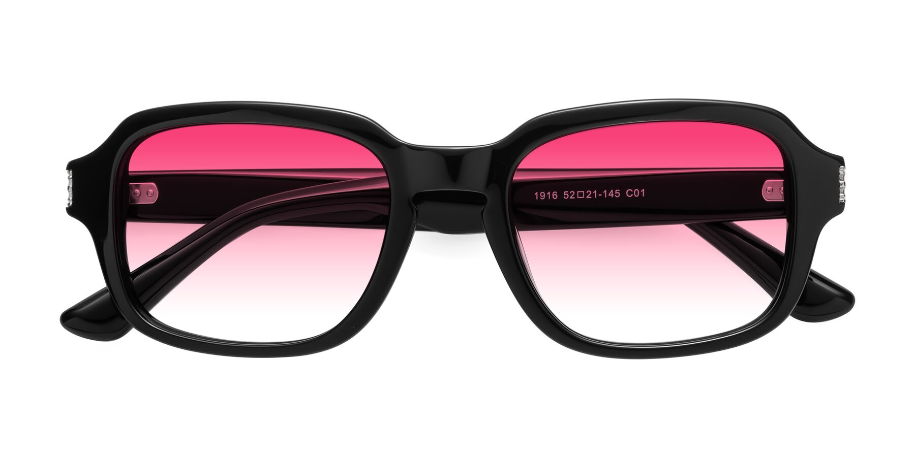 Folded Front of Infinite in Black with Pink Gradient Lenses