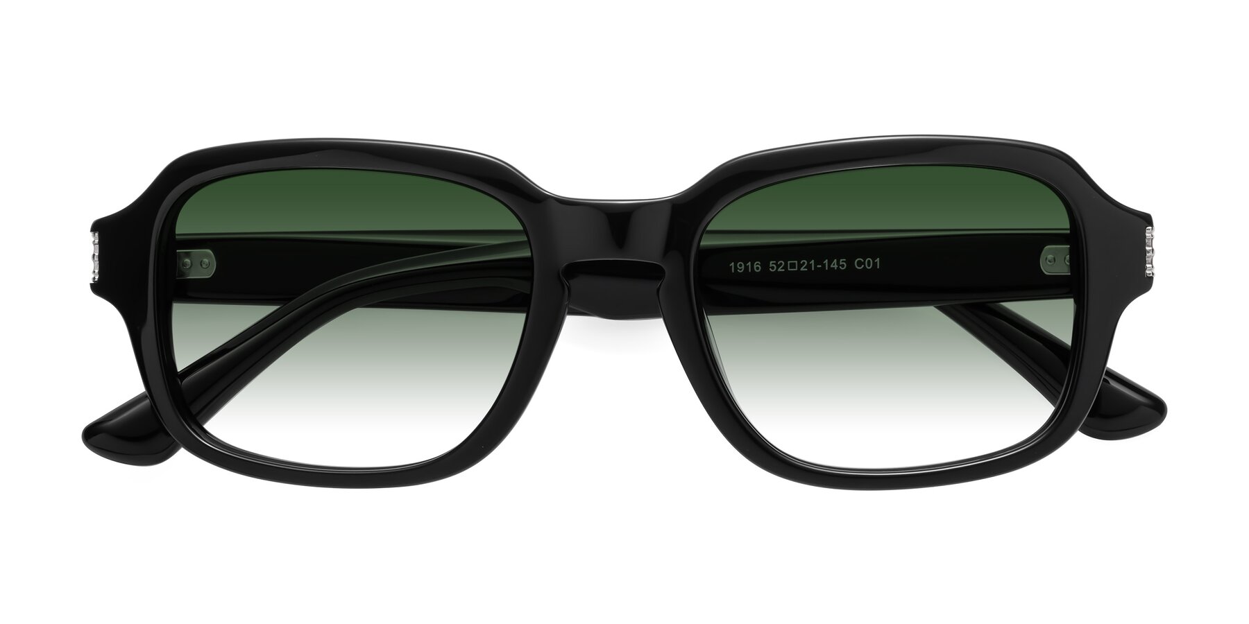 Folded Front of Infinite in Black with Green Gradient Lenses