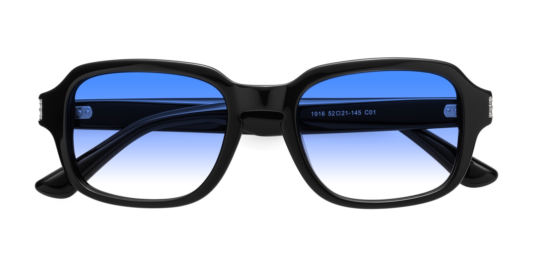 Folded Front of Infinite in Black with Blue Gradient Lenses