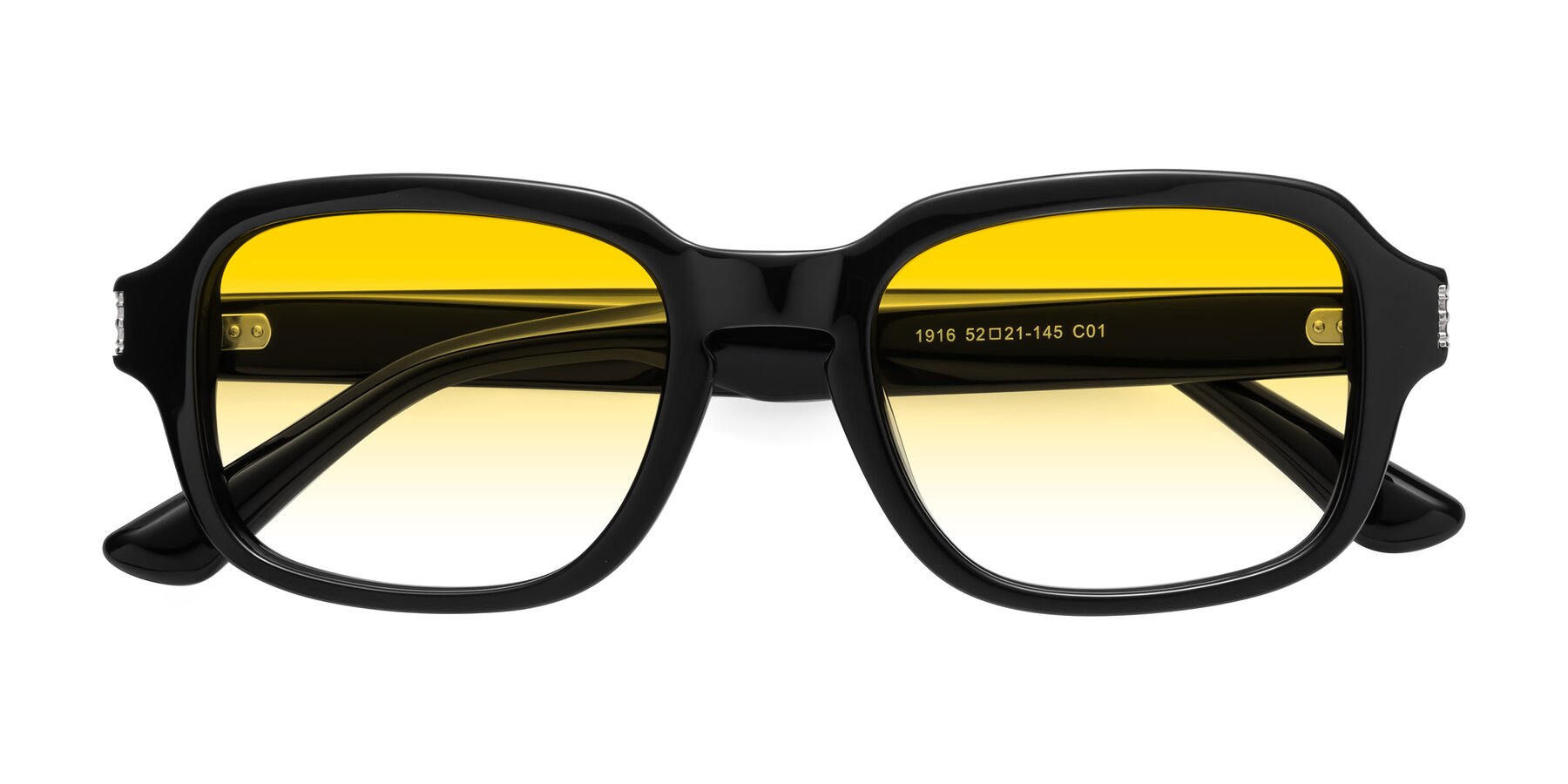 Folded Front of Infinite in Black with Yellow Gradient Lenses