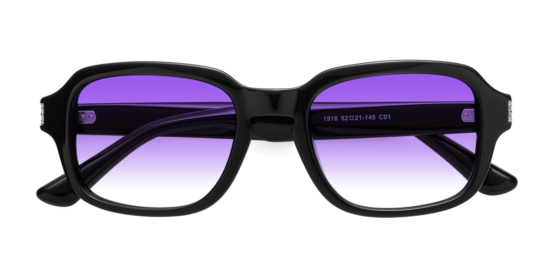 Folded Front of Infinite in Black with Purple Gradient Lenses