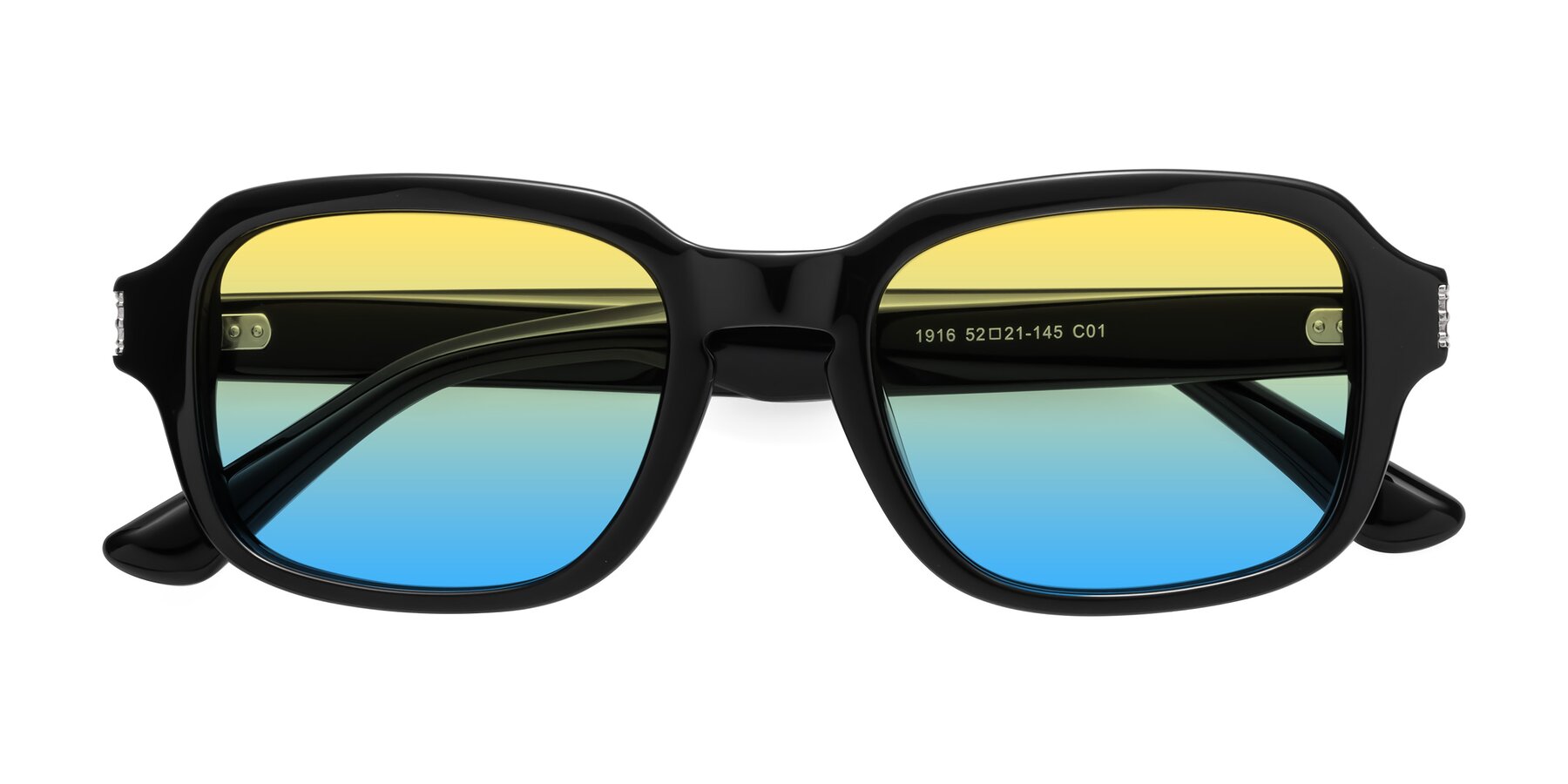 Folded Front of Infinite in Black with Yellow / Blue Gradient Lenses