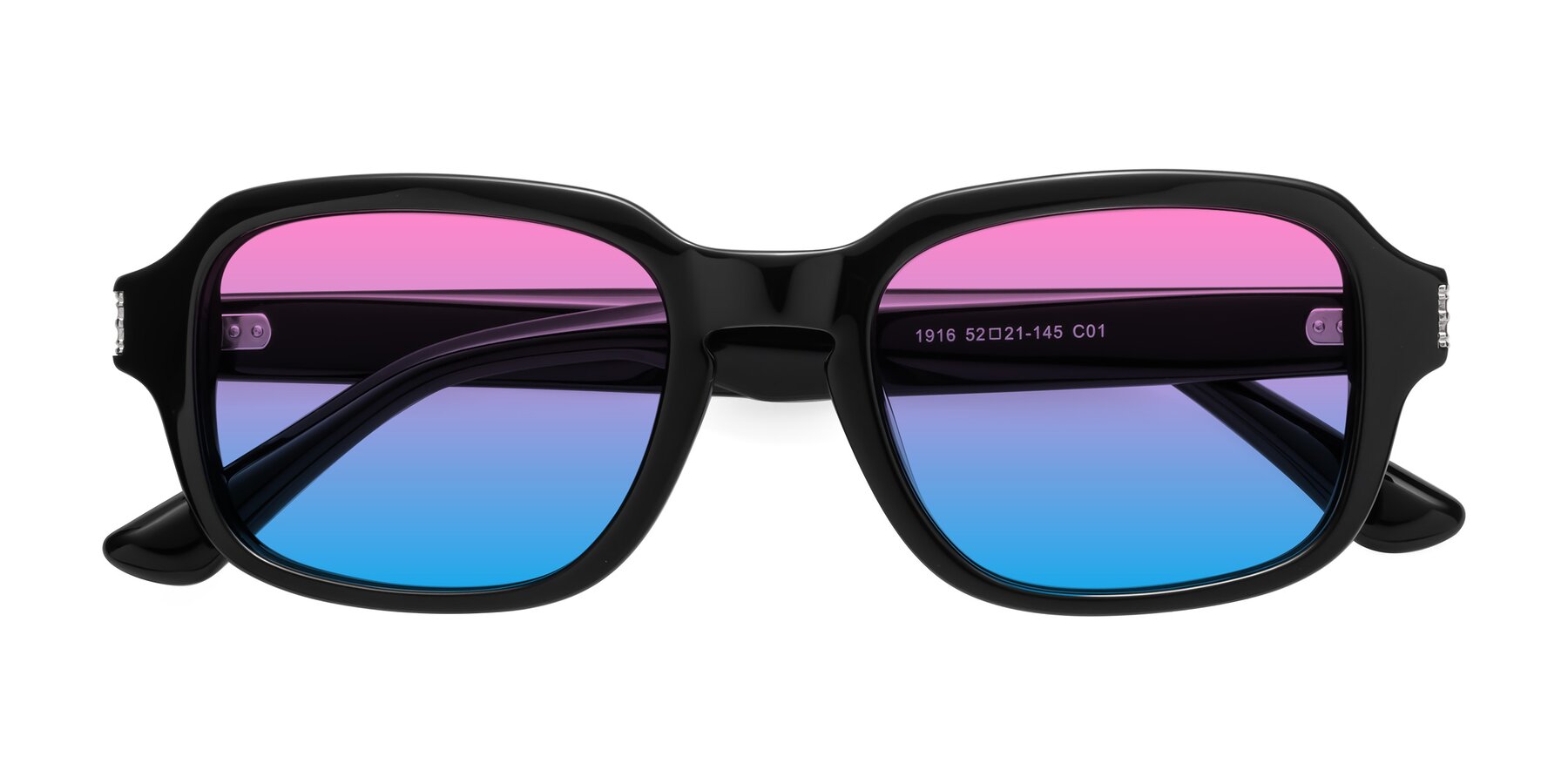 Folded Front of Infinite in Black with Pink / Blue Gradient Lenses