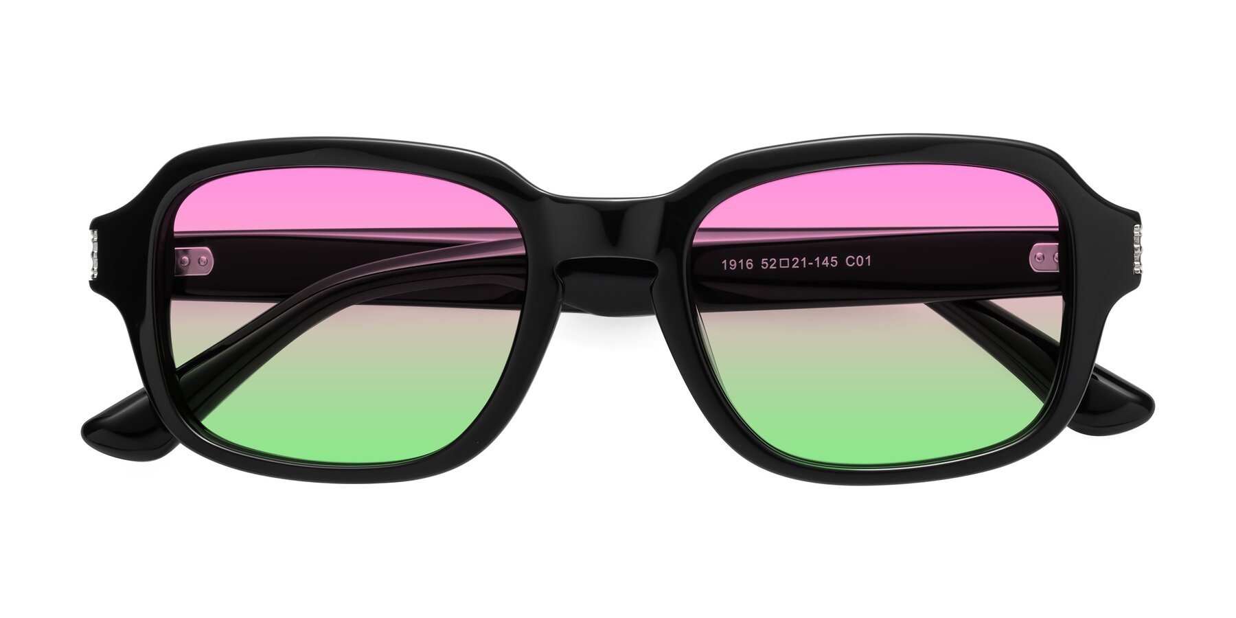 Folded Front of Infinite in Black with Pink / Green Gradient Lenses