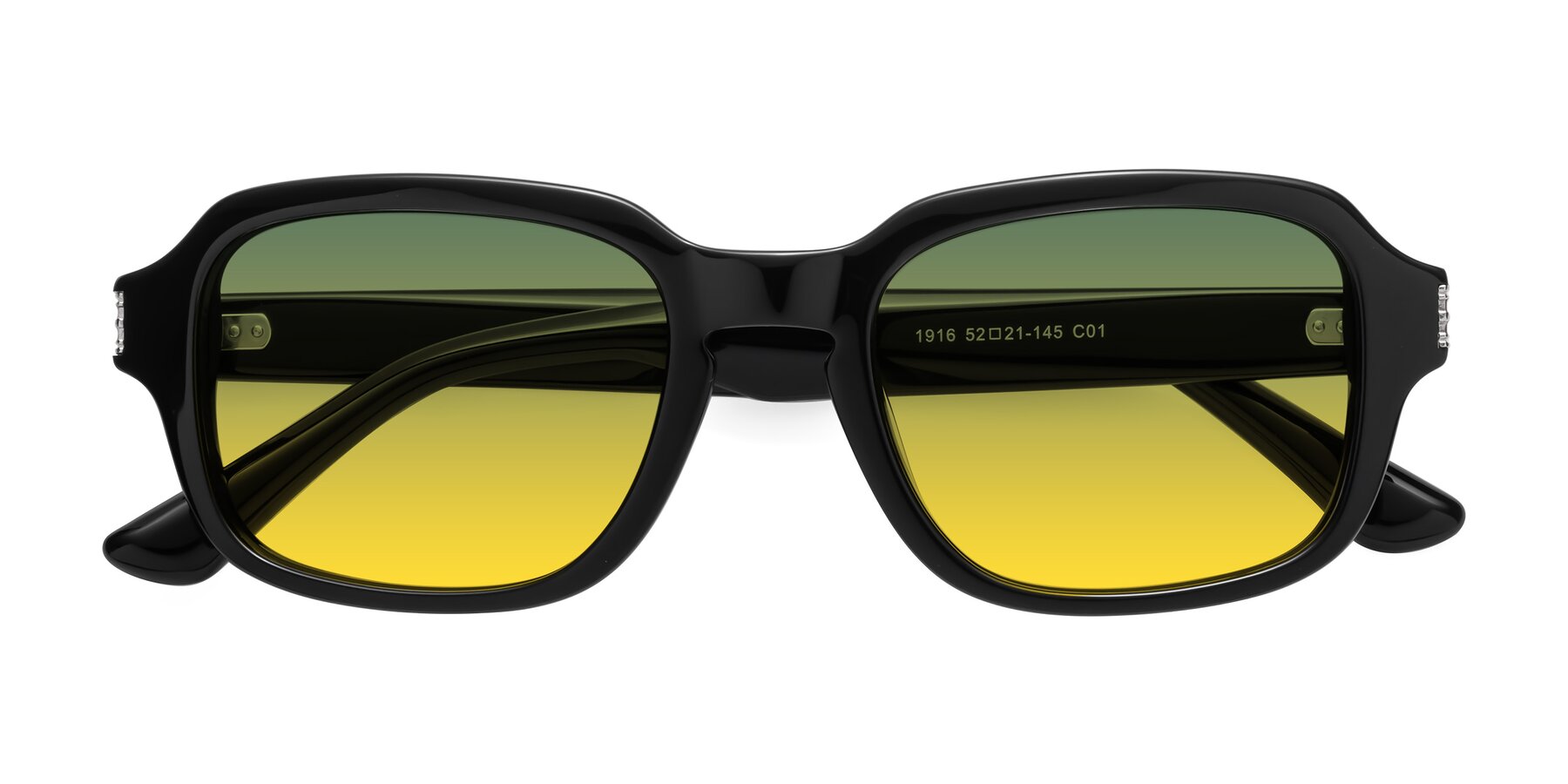 Folded Front of Infinite in Black with Green / Yellow Gradient Lenses