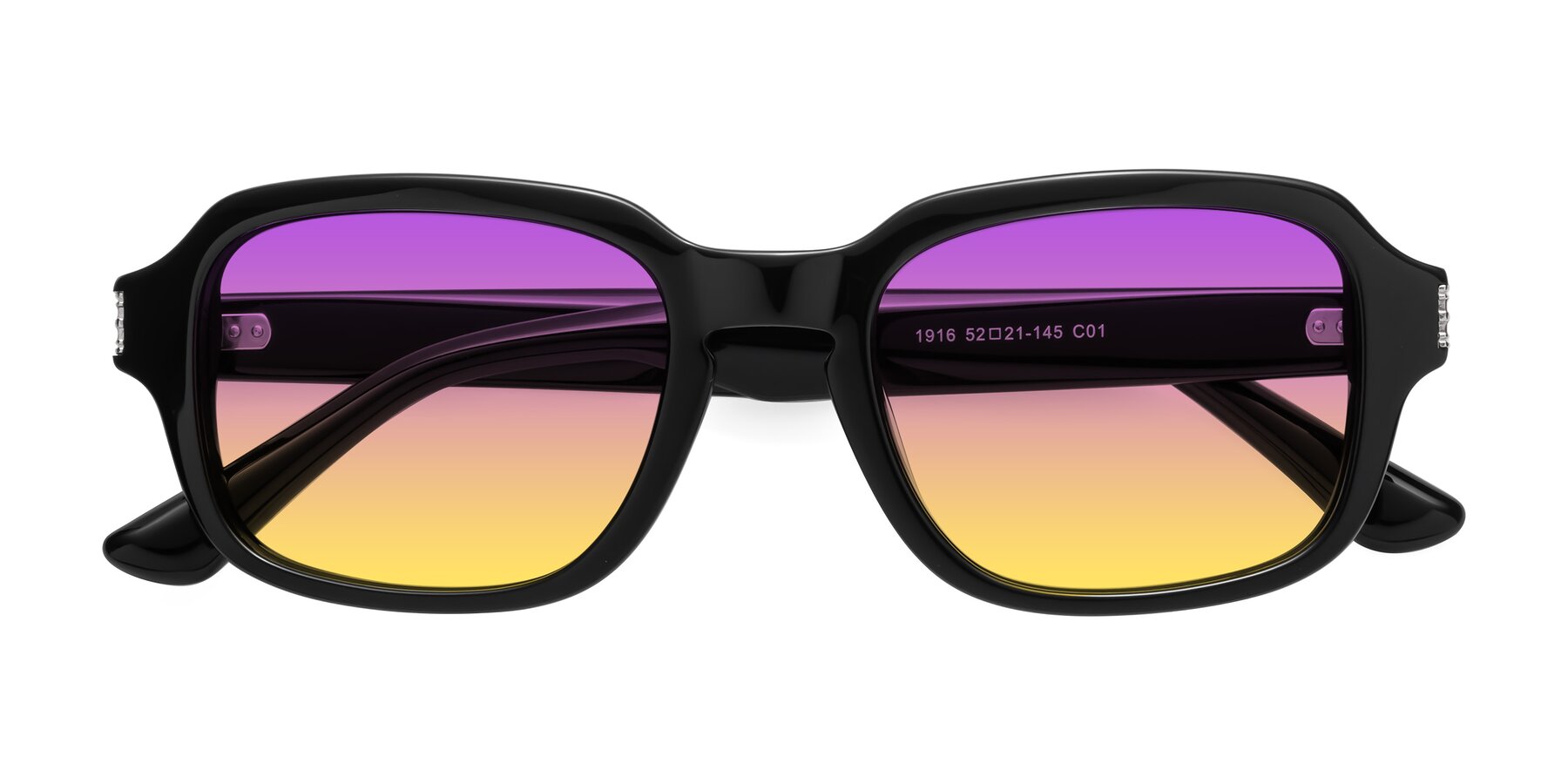 Folded Front of Infinite in Black with Purple / Yellow Gradient Lenses