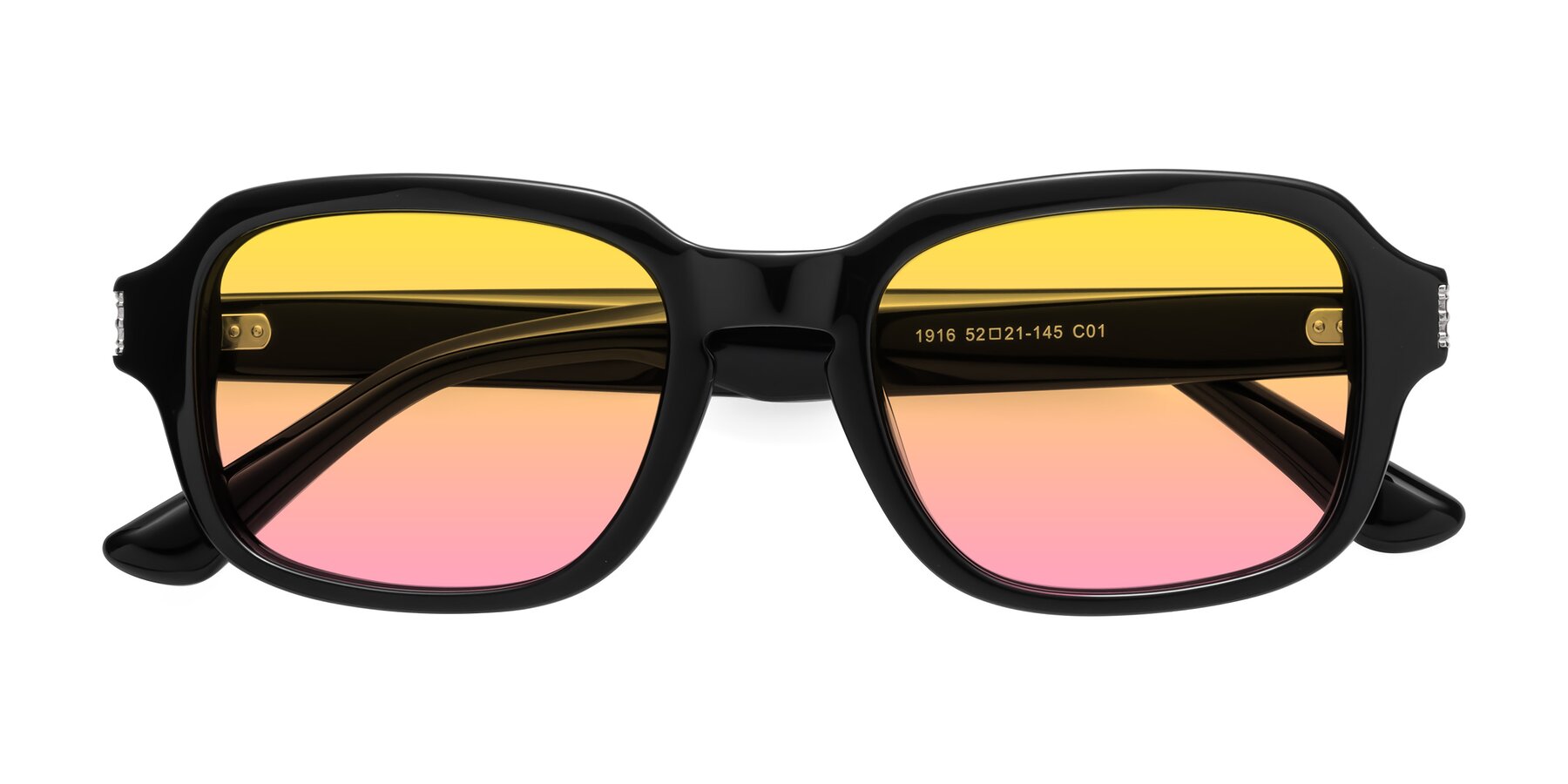 Folded Front of Infinite in Black with Yellow / Pink Gradient Lenses