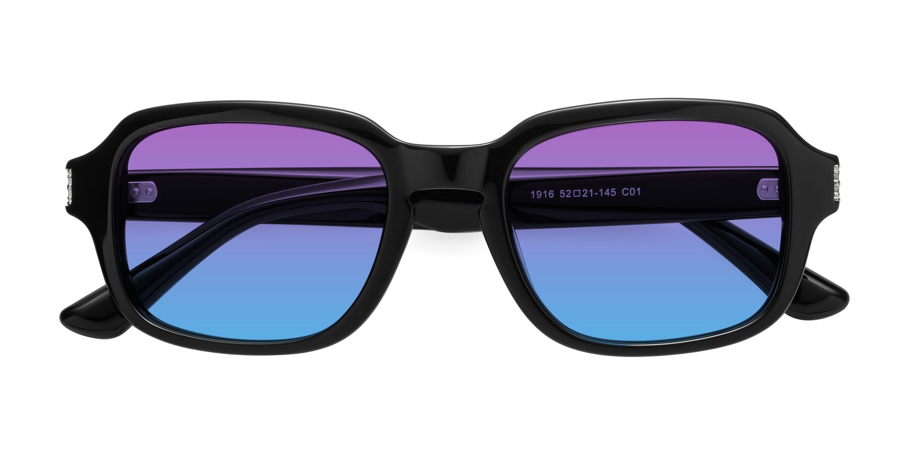 Folded Front of Infinite in Black with Purple / Blue Gradient Lenses