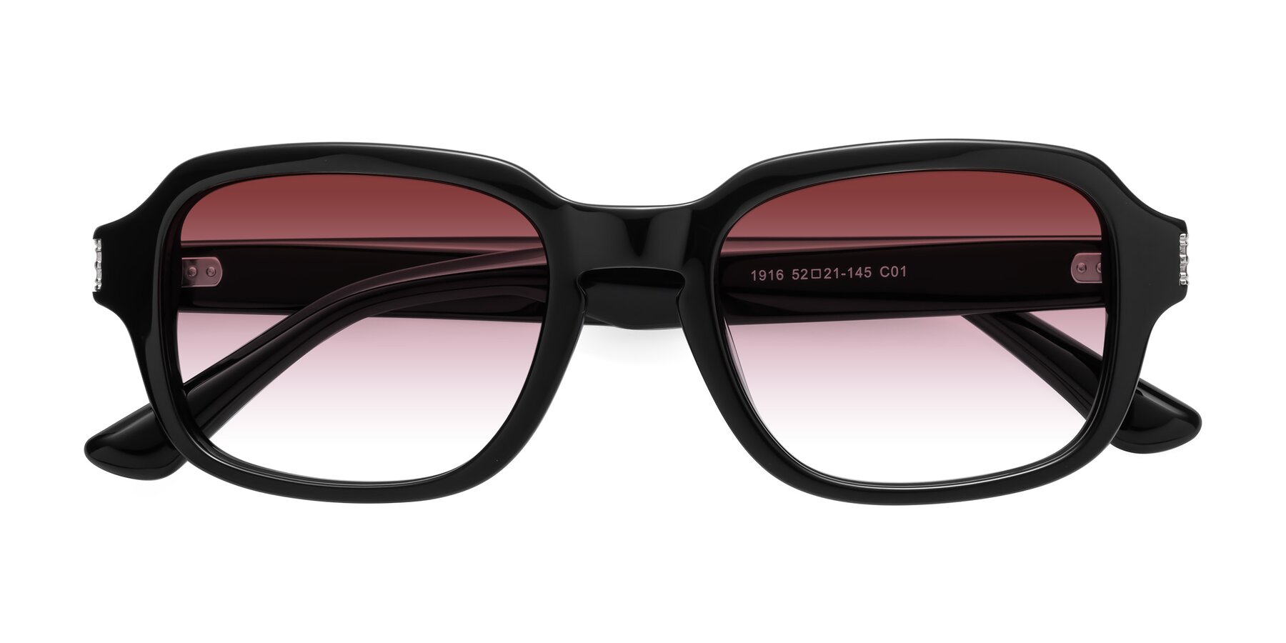 Folded Front of Infinite in Black with Garnet Gradient Lenses