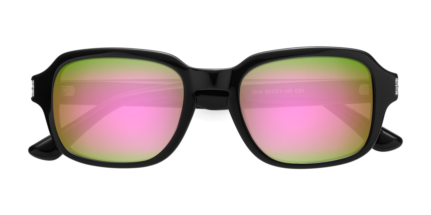 Folded Front of Infinite in Black with Pink Mirrored Lenses