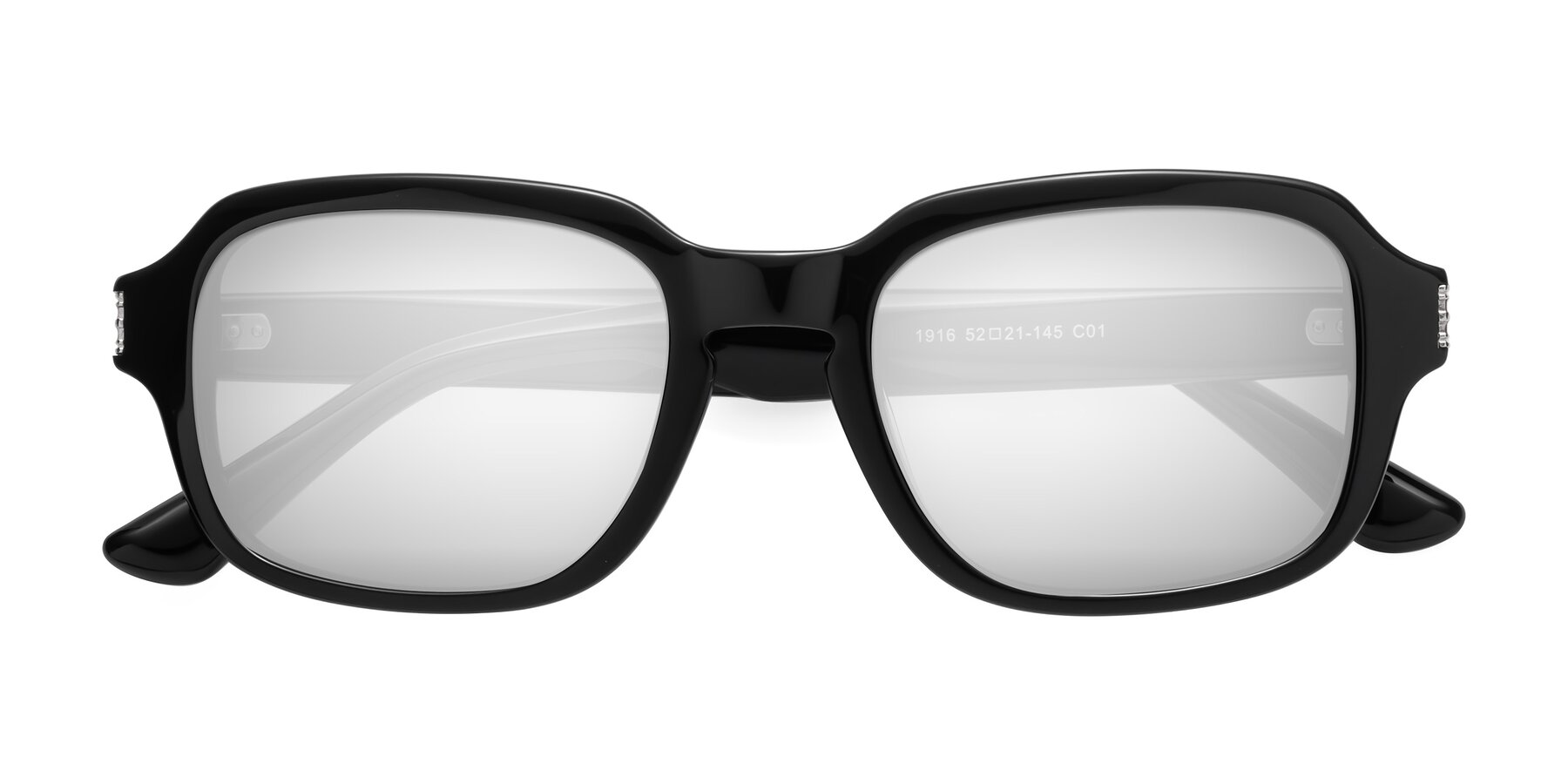 Folded Front of Infinite in Black with Silver Mirrored Lenses