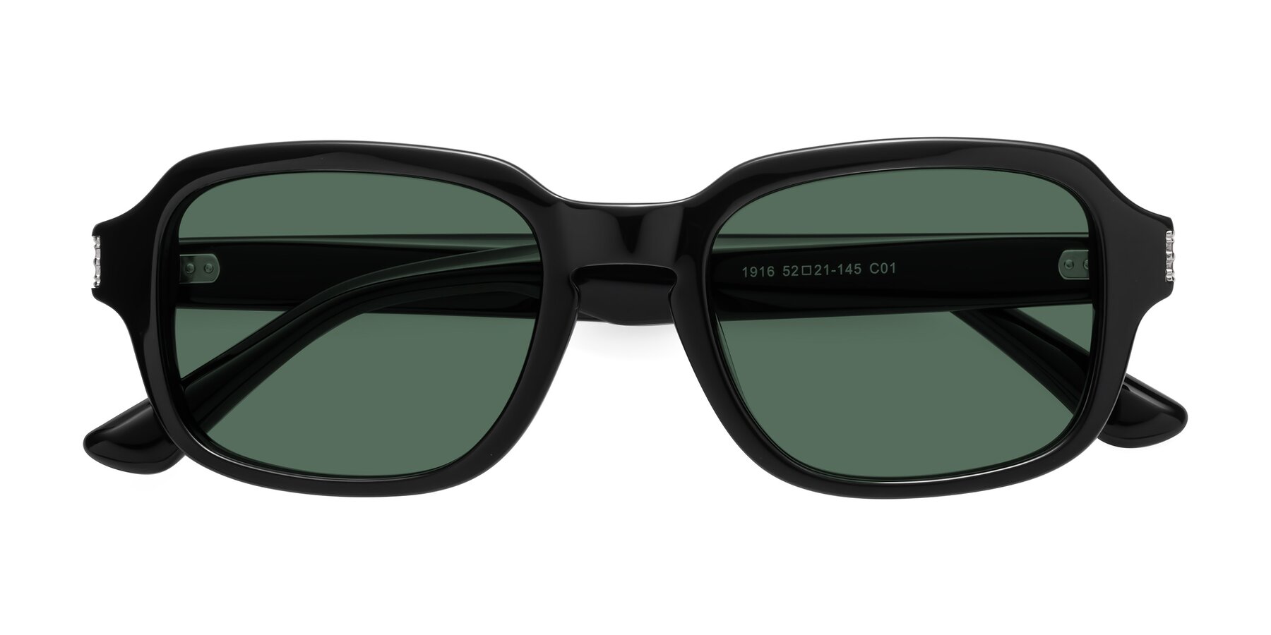 Folded Front of Infinite in Black with Green Polarized Lenses