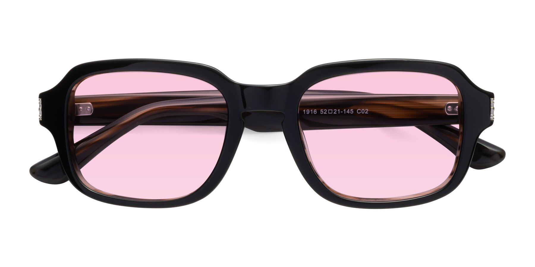 Folded Front of Infinite in Black-Gray Moonstone with Light Pink Tinted Lenses